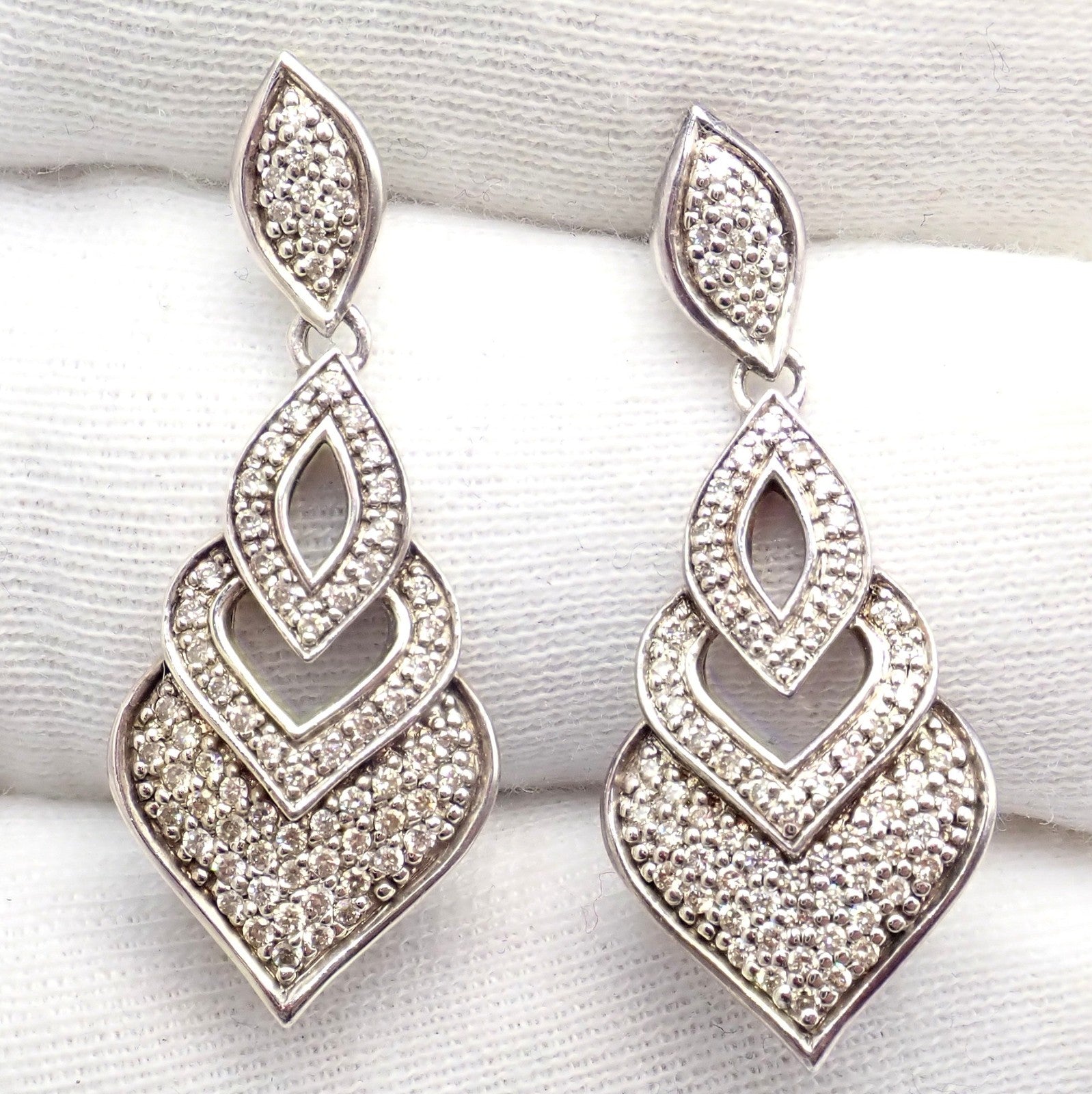 John Hardy Jewelry & Watches:Fine Jewelry:Earrings Authentic! John Hardy JH Silver Naga Diamond Heart Earrings
