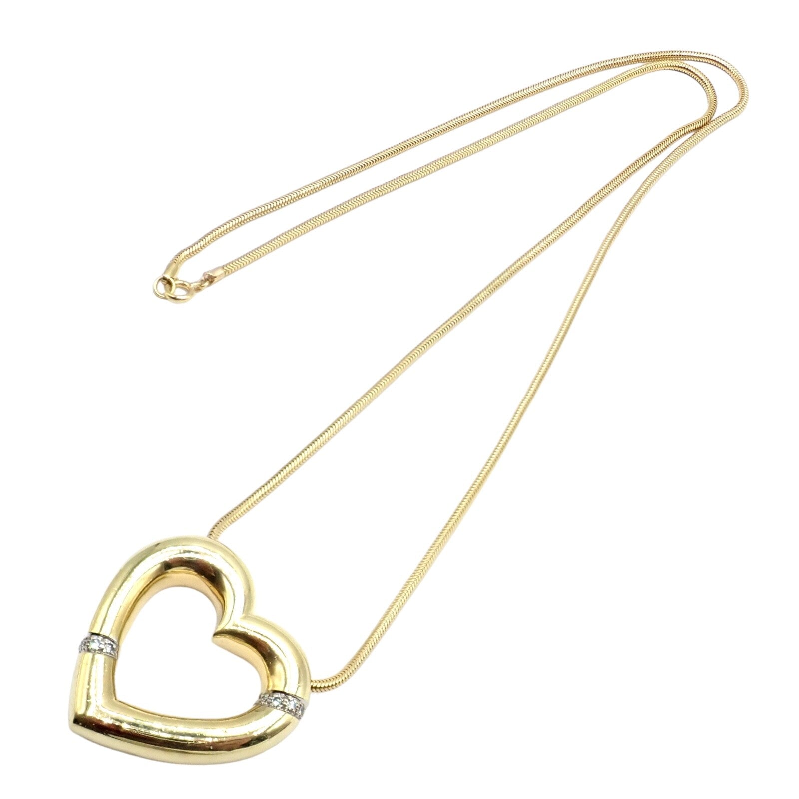 Vintage Tiffany & Co Picasso 18k Yellow Gold Diamond Large Heart Necklace | Fortrove