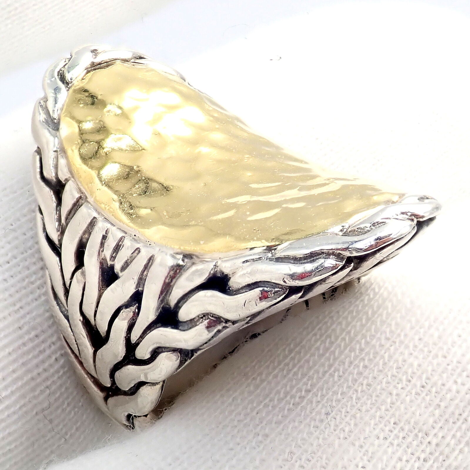 John Hardy JH Silver 22k Yellow Gold Classic Palu Saddle Cocktail Ring sz 7 | Fortrove