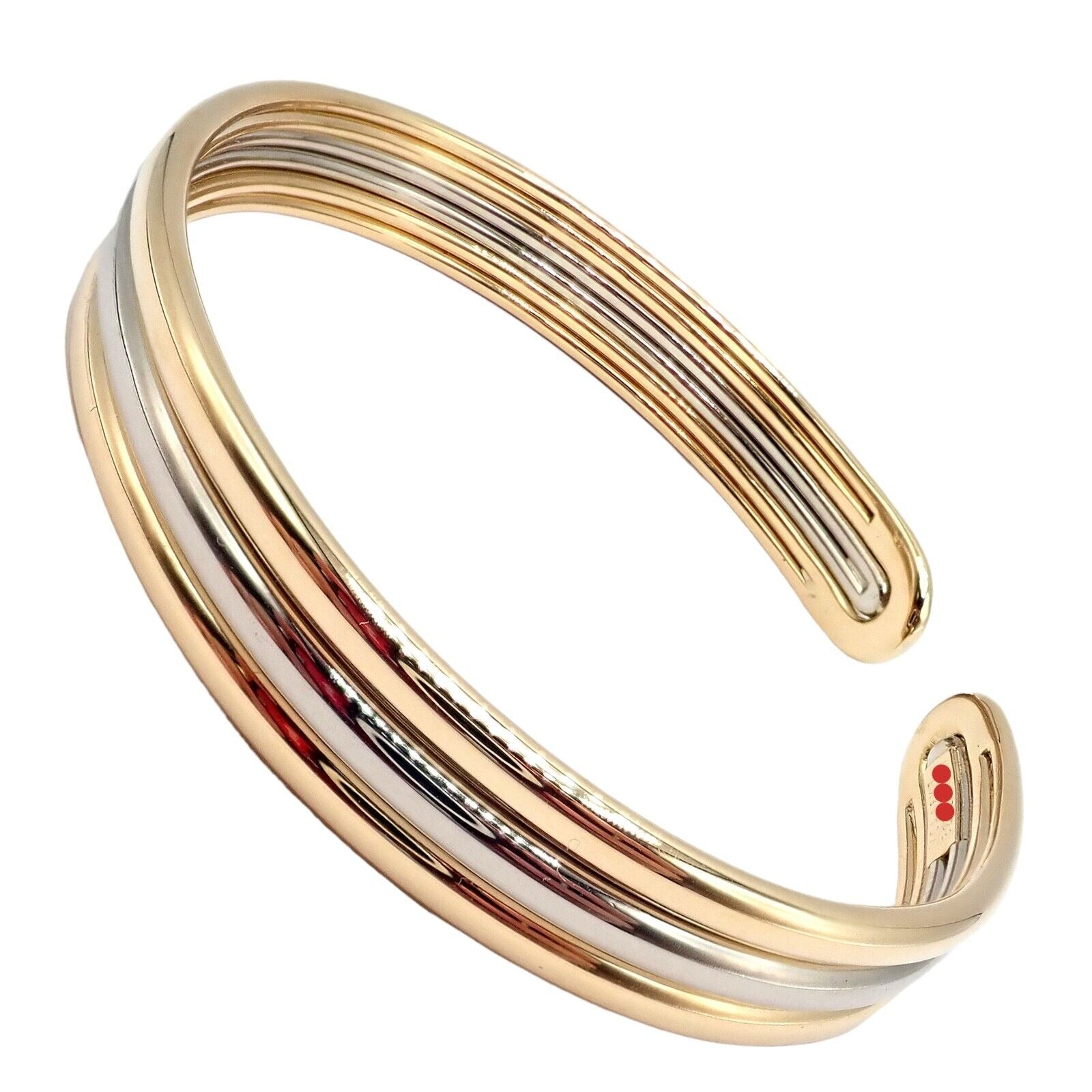 Authentic! Van Cleef & Arpels 18k Yellow & White Gold Bangle Cuff Bracelet | Fortrove