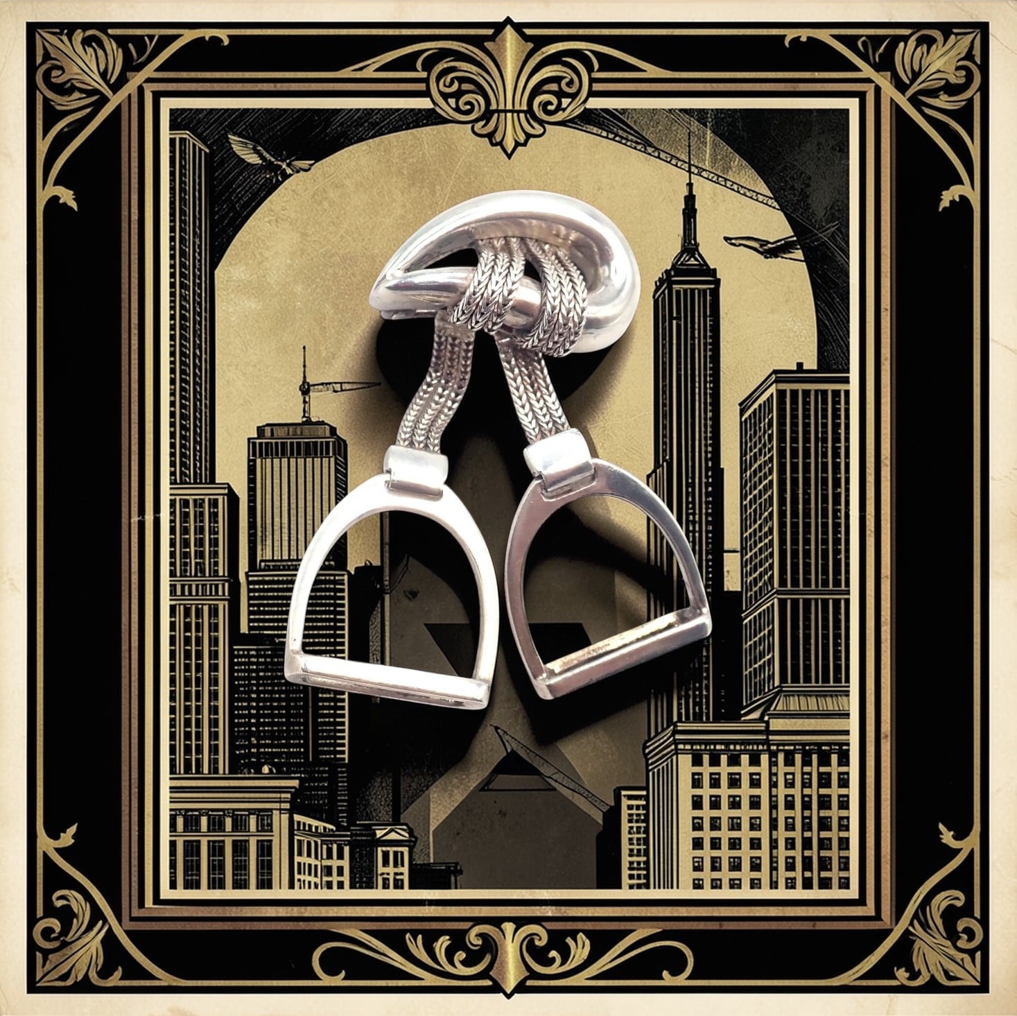 HERMÈS Jewelry & Watches:Fine Jewelry:Brooches & Pins Authentic! Hermes Sterling Silver Double Stirrup Brooch Pin