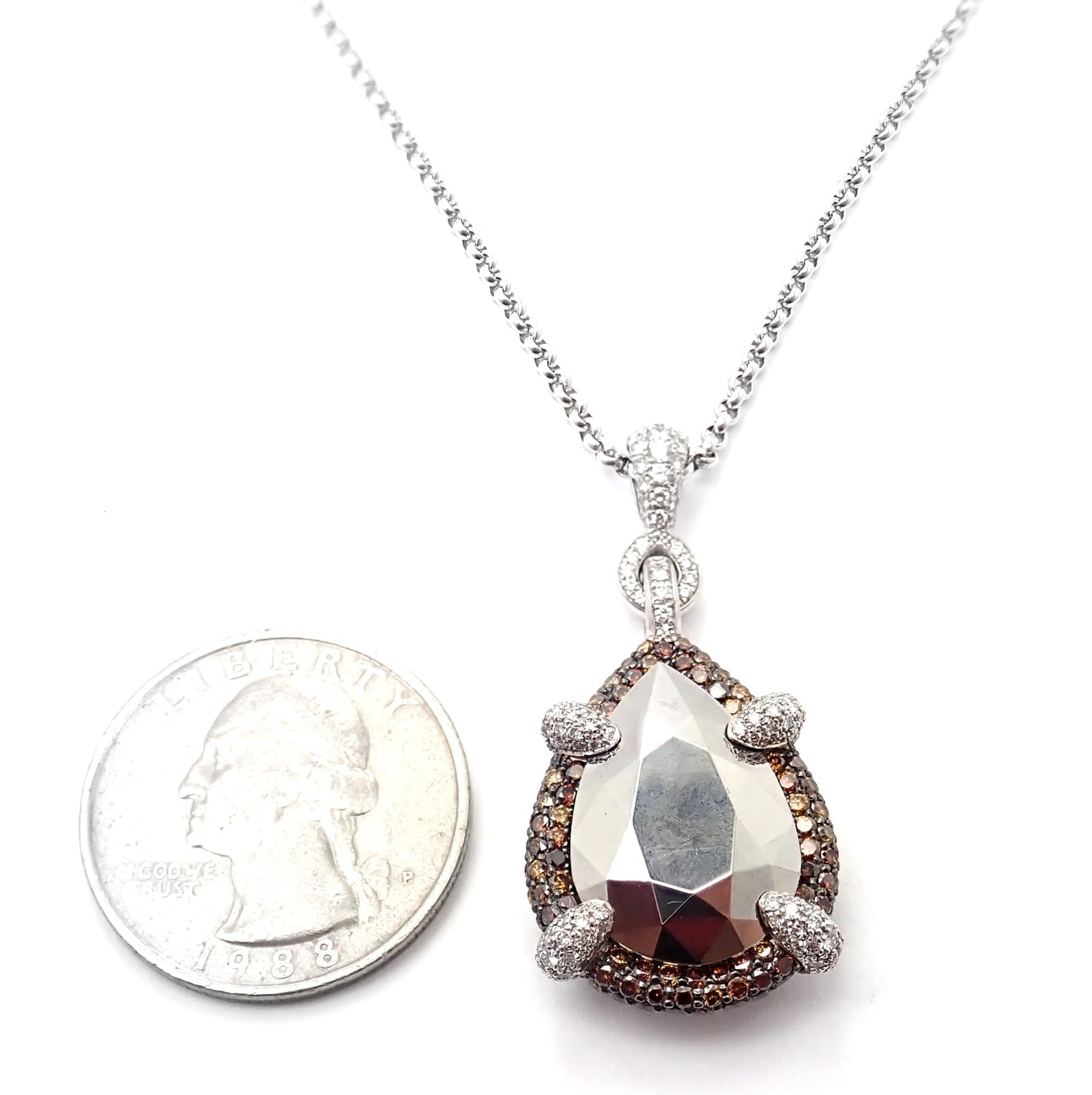 Chopard Jewelry & Watches:Fine Jewelry:Necklaces & Pendants Authentic! Chopard Golden Diamonds 18k White Gold Diamond Chrome Stone Necklace