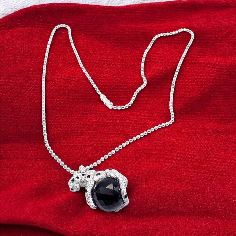 Panthere de Cartier Panther 18k Gold Diamond Emerald Onyx Pendant Necklace Paper | Fortrove