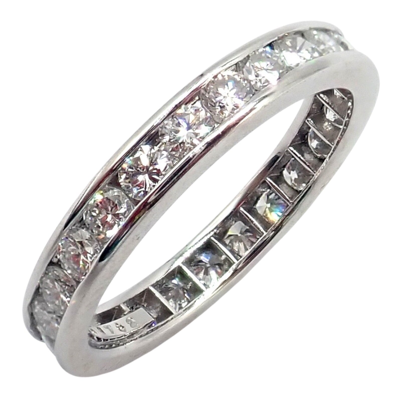 Tiffany & Co Platinum 0.80ct Diamond Full Circle Eternity 3mm Band Ring sz 4.5 | Fortrove