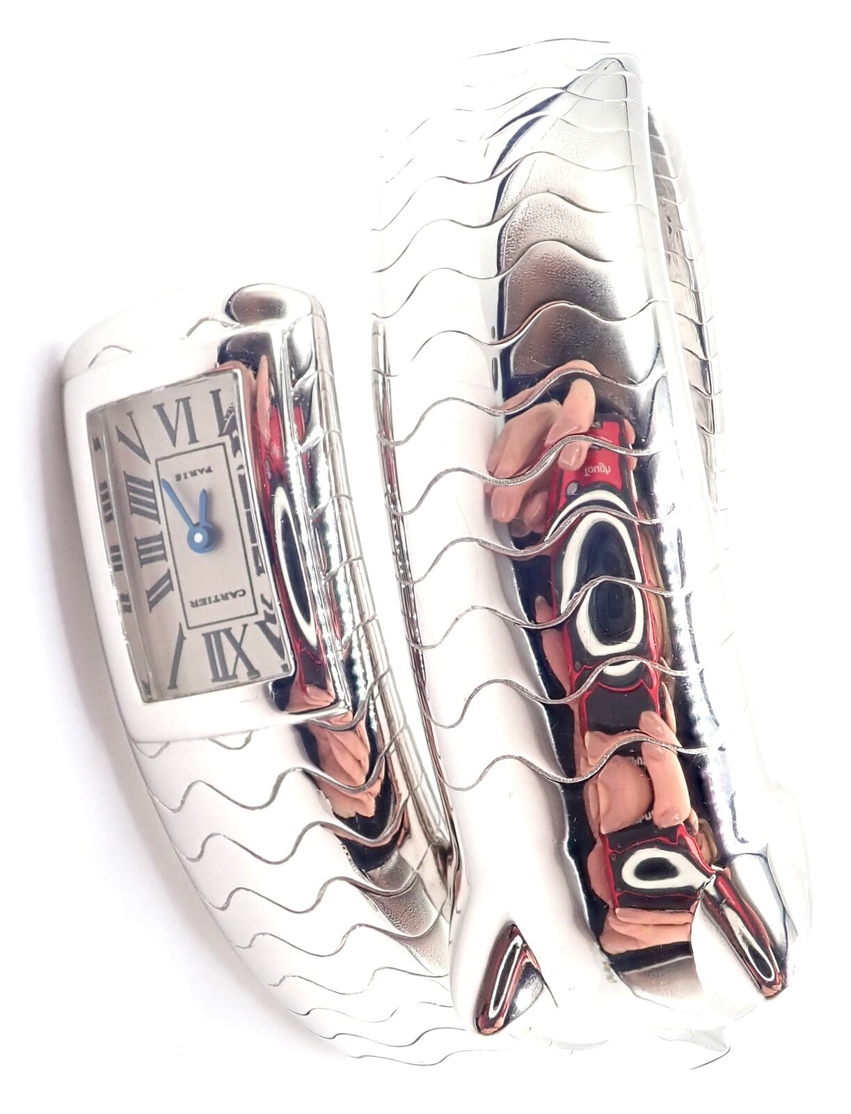 Cartier Panther Panthere 18k White Gold Lakarda Bangle Bracelet Watch Paper | Fortrove