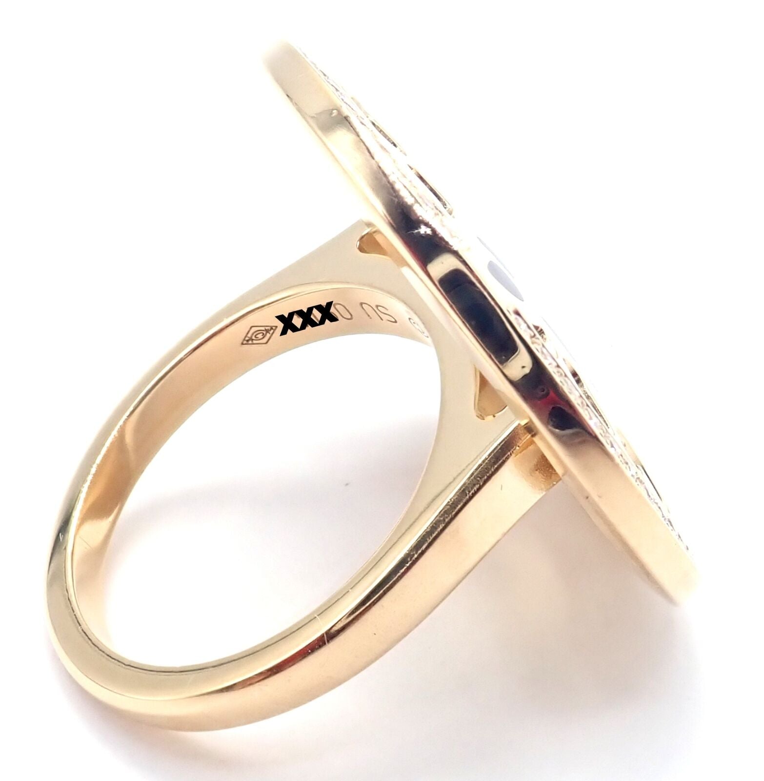 Authentic! Cartier Panther 18k Yellow Gold Diamond Lacquer Tsavorite Ring | Fortrove