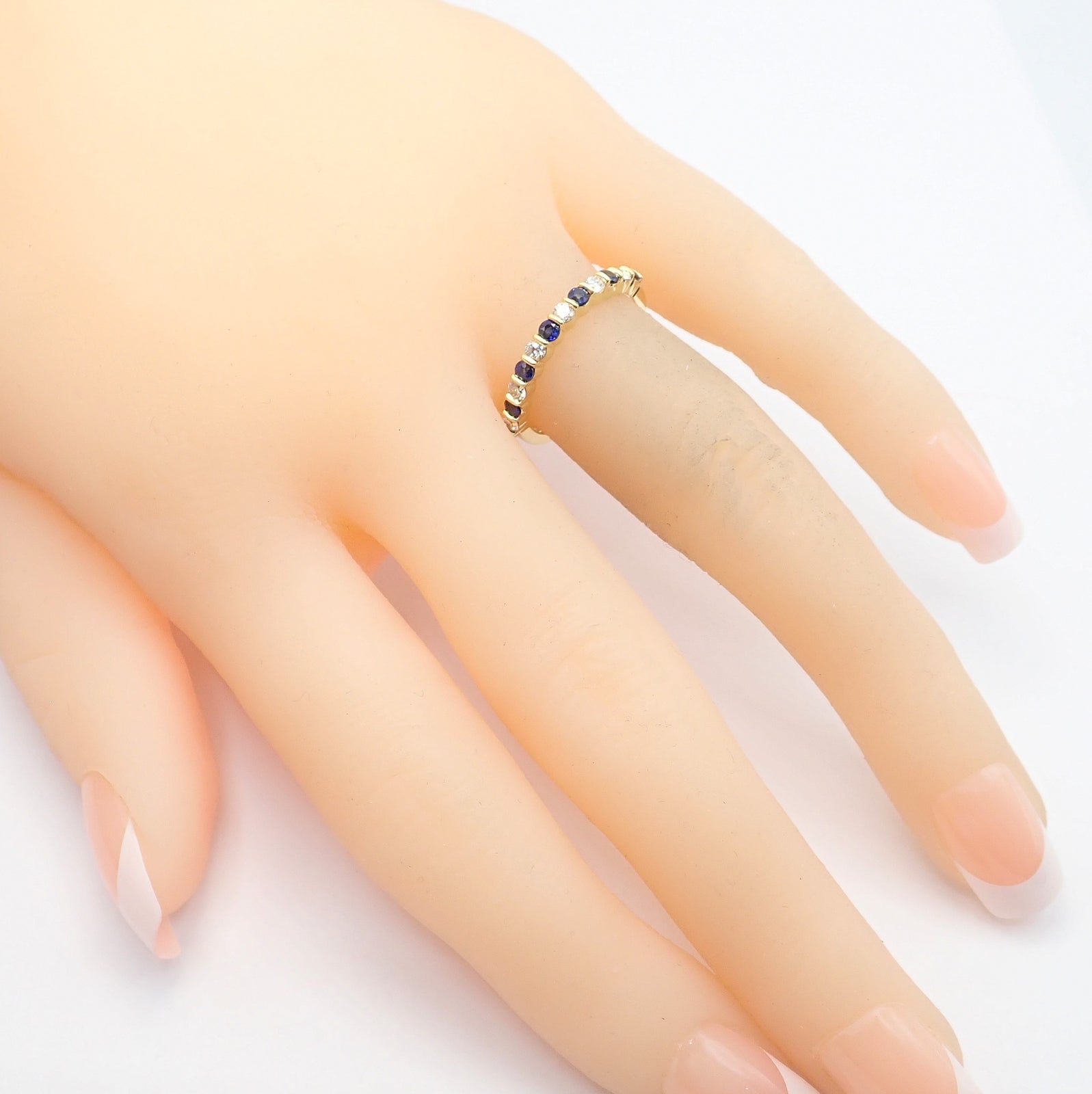 Vintage! Authentic Tiffany & Co 18k Yellow Gold Diamond Sapphire Band Ring sz 7 | Fortrove