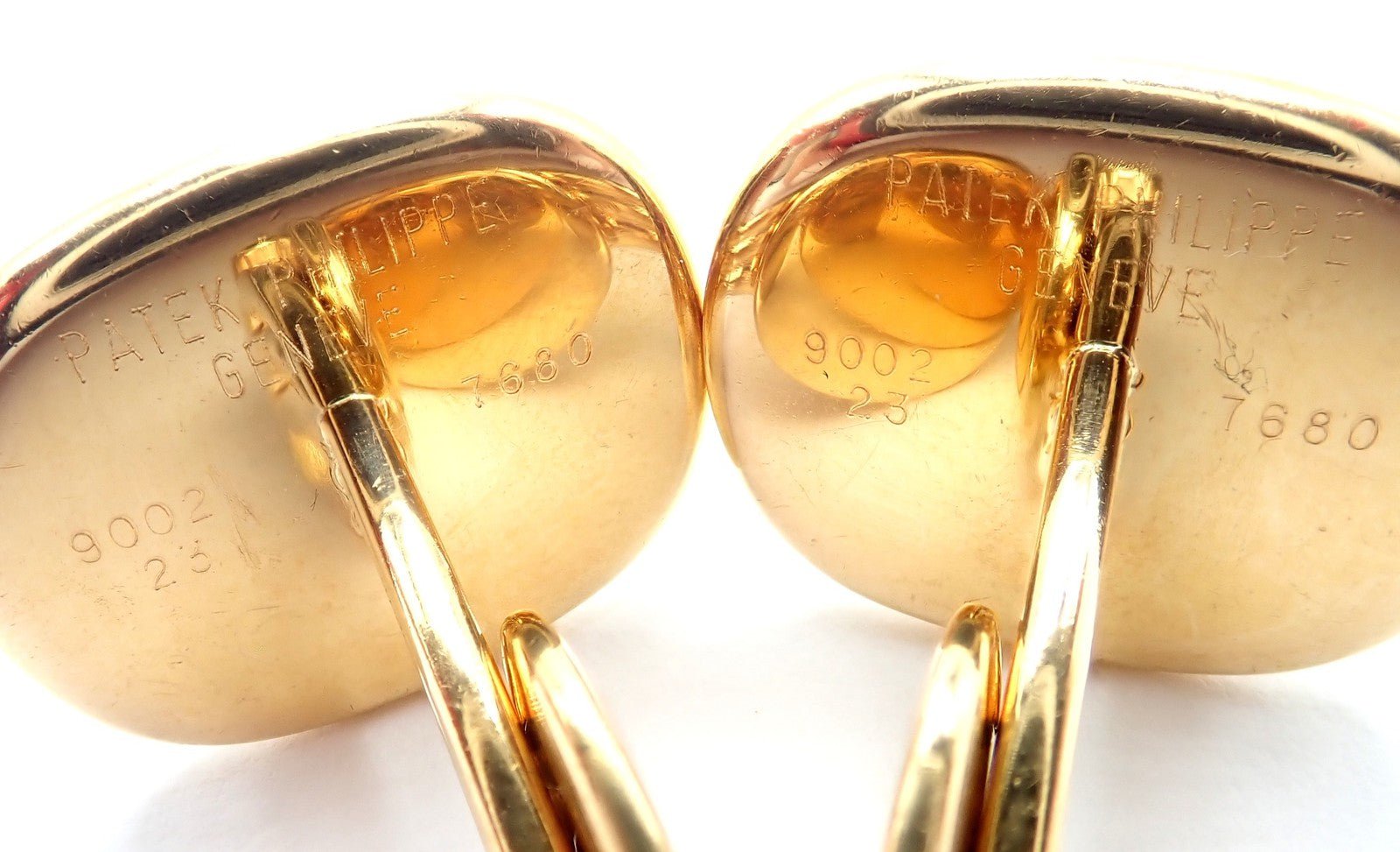 Rare! Patek Philippe 18k Yellow Gold Italian Flag Colors Enamel Large Cufflinks | Fortrove