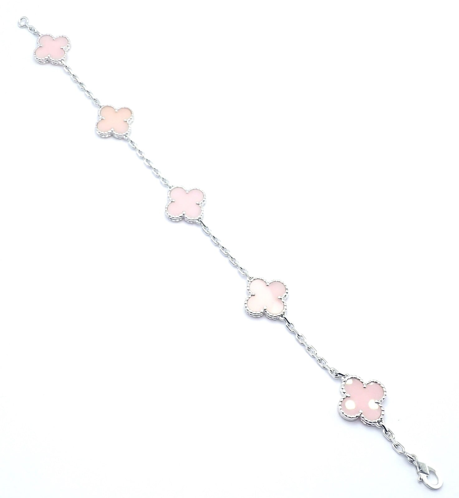 Van Cleef & Arpels Jewelry & Watches:Fine Jewelry:Bracelets & Charms Authentic! Van Cleef & Arpels Alhambra 18k White Gold Pink Opal Bracelet Cer.