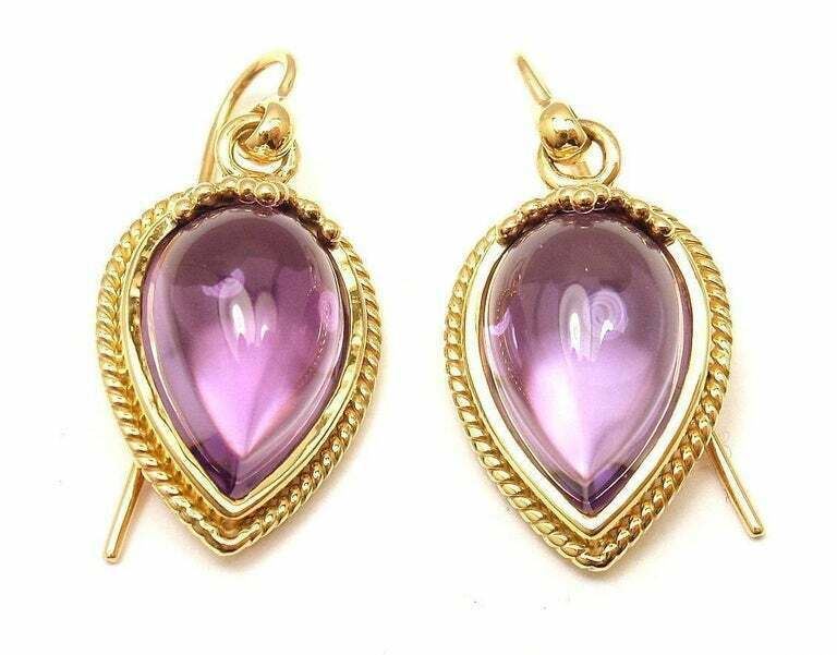 Temple St Clair Jewelry & Watches:Fine Jewelry:Earrings New! Authentic Temple St. Clair 18k Yellow Gold Chinese Bead Amethyst Earrings