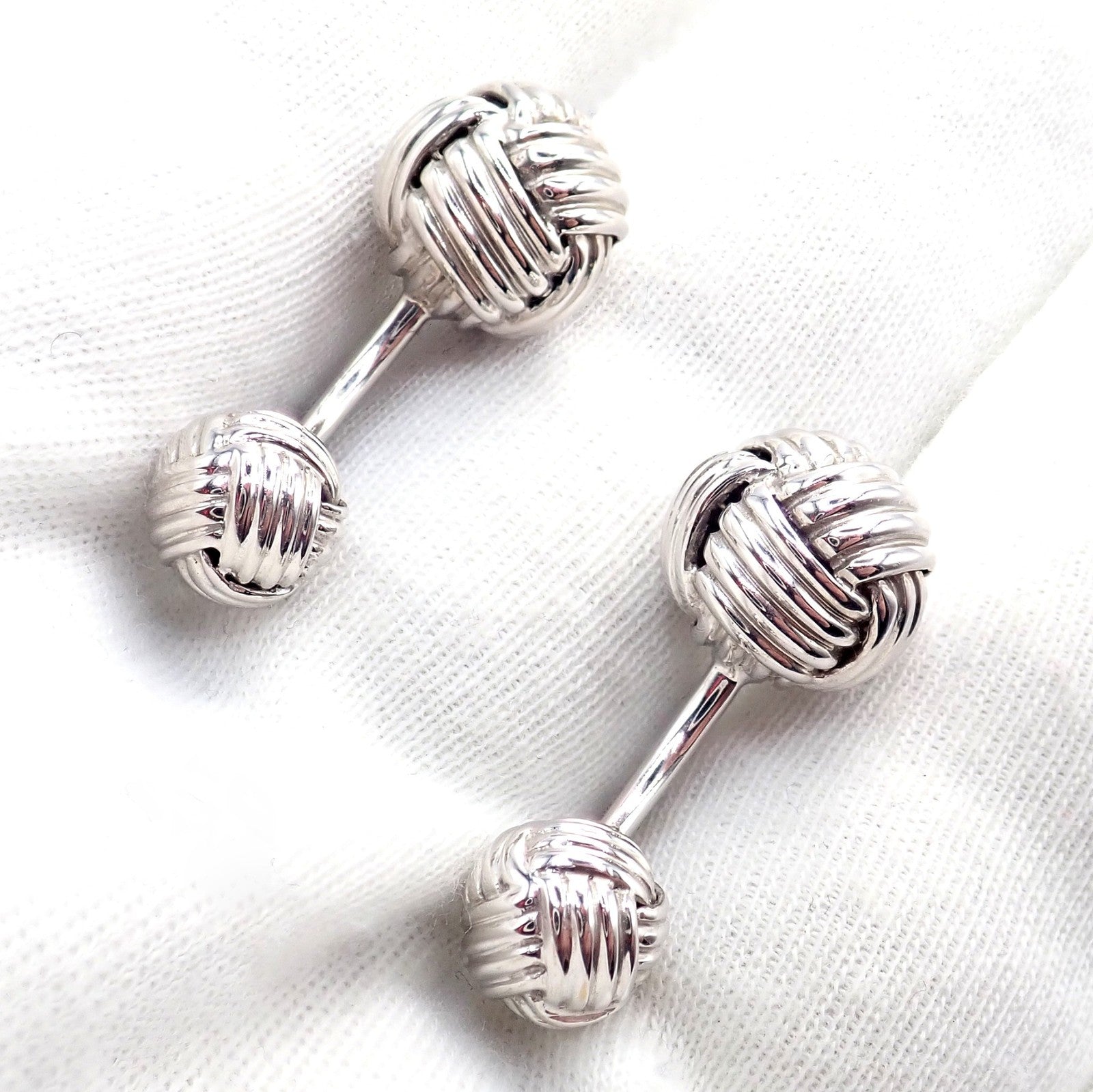 Tom Ford Jewelry & Watches:Men's Jewelry:Cufflinks Authentic Tom Ford 18k White Gold Signature Classic Rope Knot Cufflinks