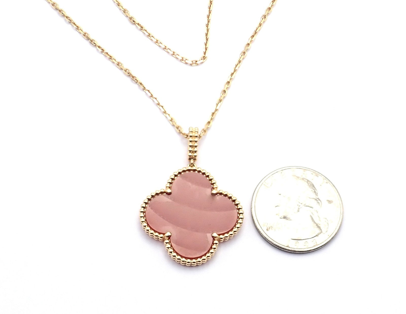 Van Cleef & Arpels Jewelry & Watches:Fine Jewelry:Necklaces & Pendants Van Cleef & Arpels 18k Gold Magic Alhambra Carnelian Motif Long Necklace Cert