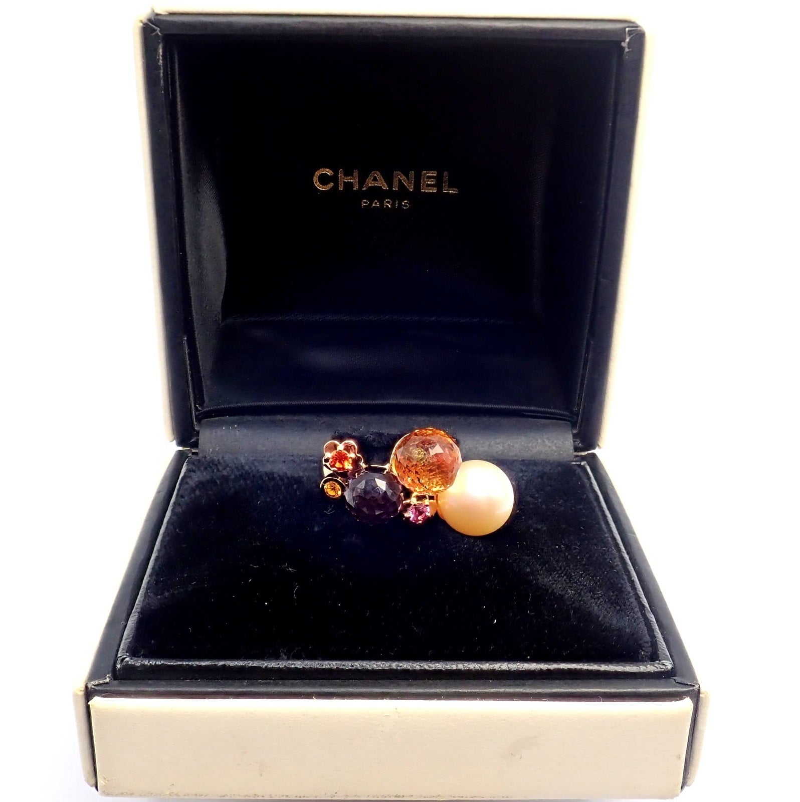 CHANEL Jewelry & Watches:Fine Jewelry:Rings Chanel Mademoiselle 18k Rose Gold Diamond Amethyst Citrine Ring sz 5.75
