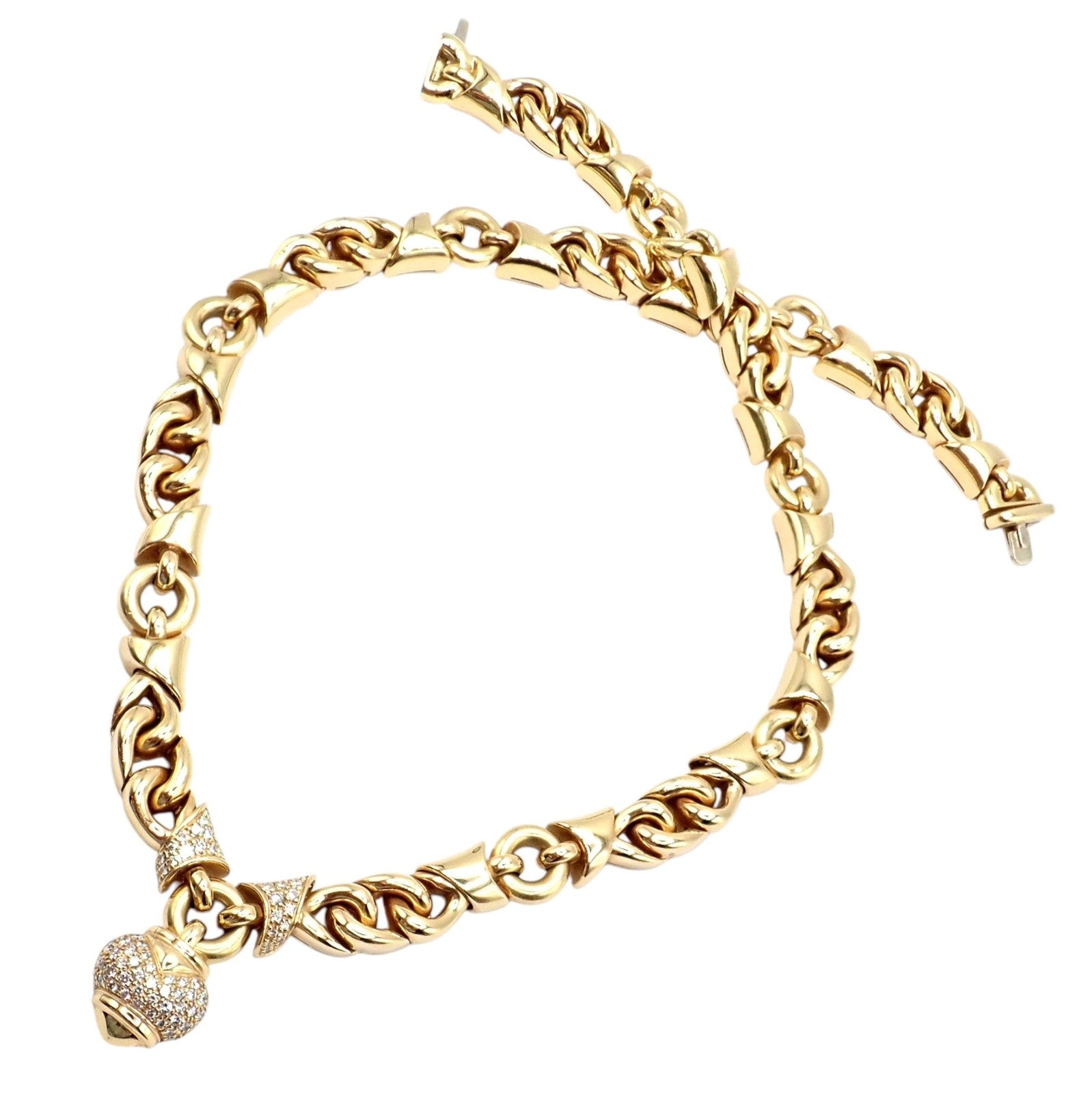 Rare! Bvlgari Bulgari 18k Yellow Gold Diamond Doppio Cuore Heart Necklace | Fortrove