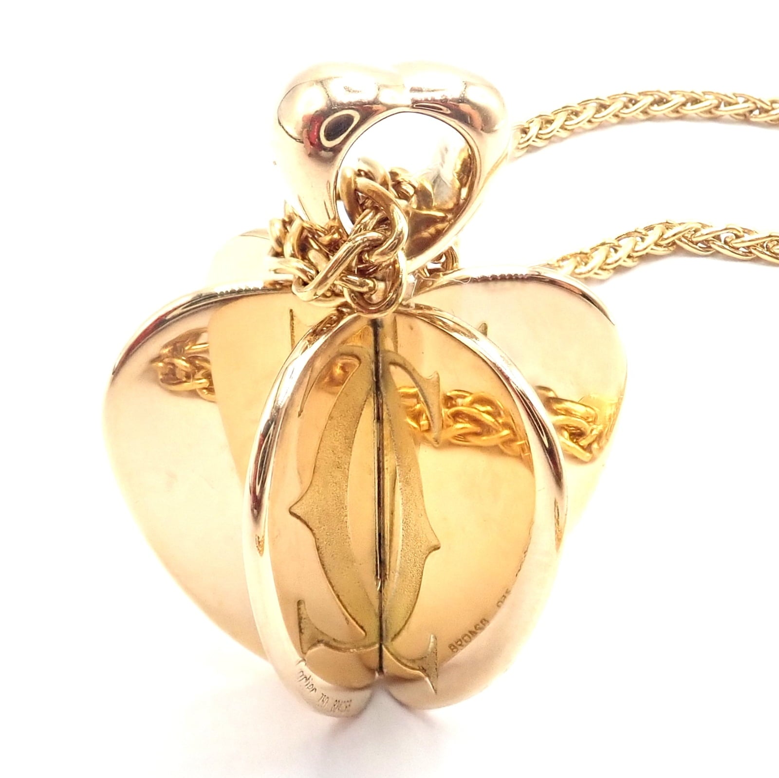 Cartier Jewelry & Watches:Fine Jewelry:Necklaces & Pendants Authentic! Cartier 18k Yellow Gold Double C 3D Apple Pendant Chain Necklace