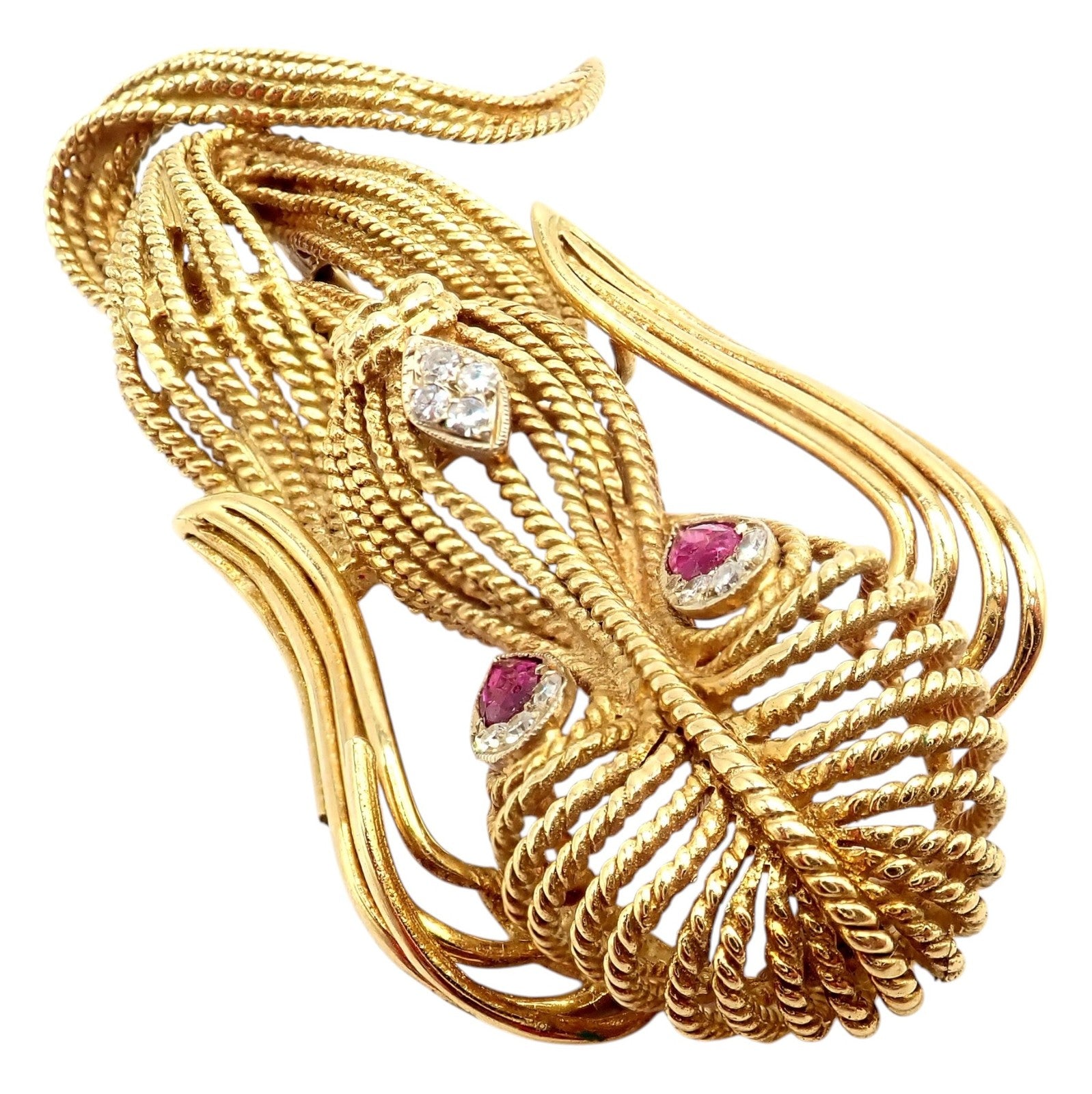 H. Stern Jewelry & Watches:Fine Jewelry:Brooches & Pins Vintage! H. Stern 18k Yellow Gold Diamond Ruby Basset Hound Dog Pin Brooch