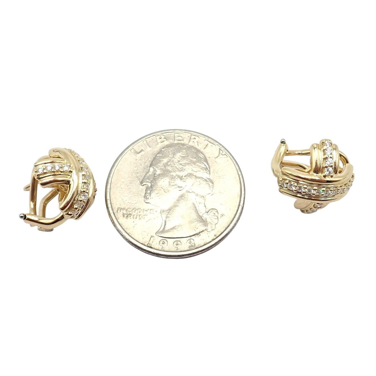 Authentic! Tiffany & Co 18k Yellow Gold Classic Signature X Diamond Earrings | Fortrove