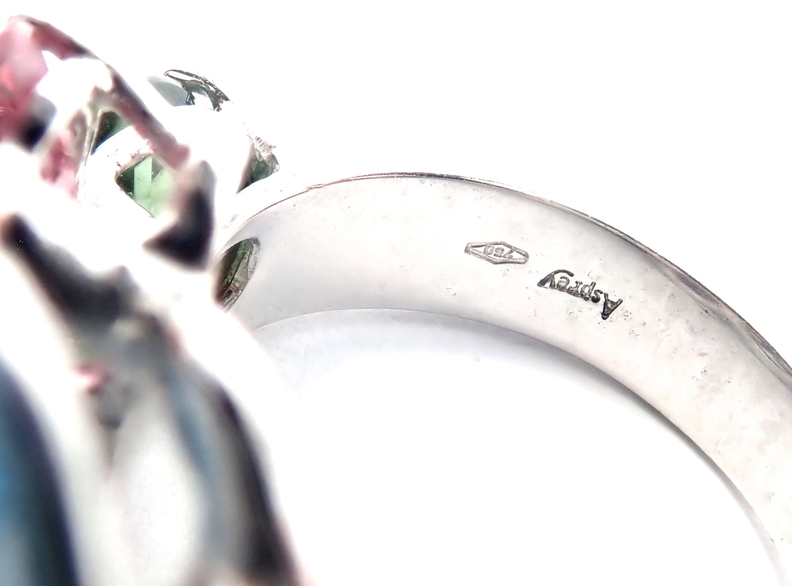 Authentic! Asprey Chaos 18k White Gold Topaz Tourmaline Peridot Amethyst Ring | Fortrove
