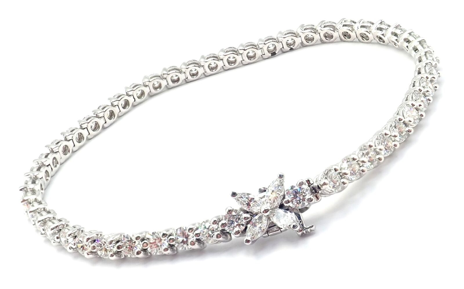 Authentic! Tiffany & Co Victoria Platinum 4.49ct Diamond Line Tennis Bracelet | Fortrove