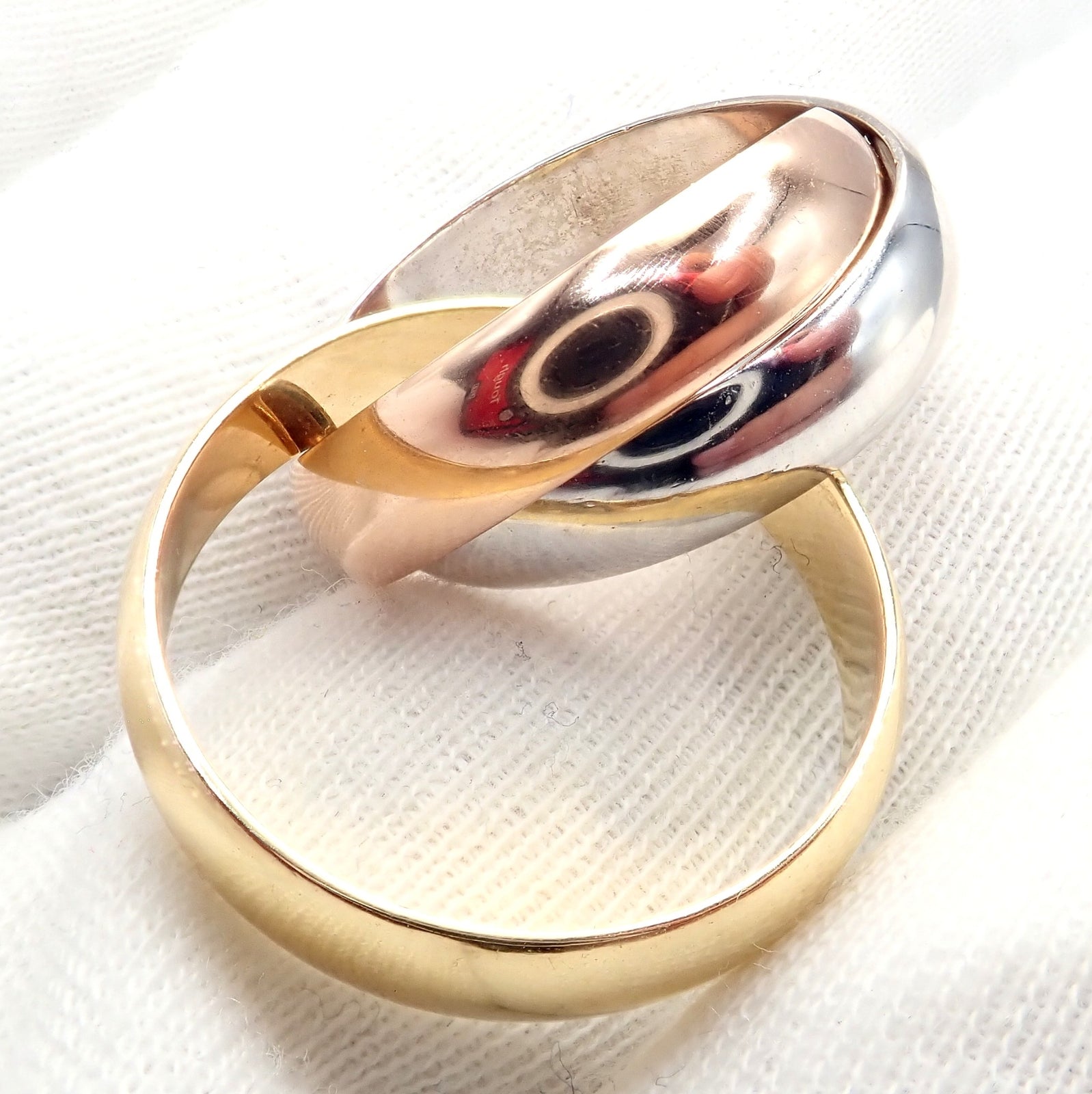 Authentic! Cartier Trinity 18k TriColor Gold Wide Band Ring + Papers sz 55 7.25 | Fortrove