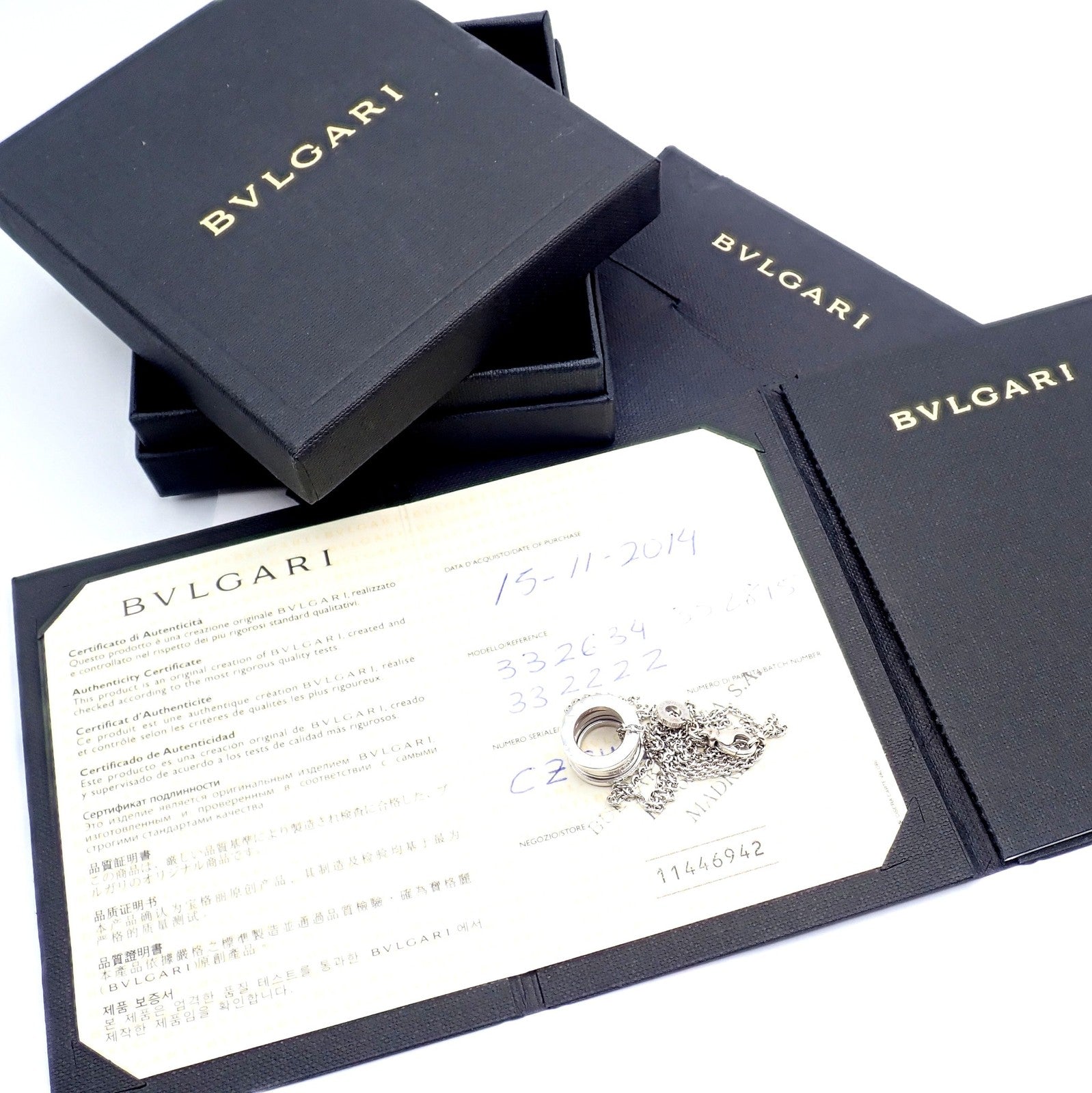 Authentic! Bulgari Bvlgari 18k White Gold B.Zero1 Pendant Necklace Box + Papers | Fortrove