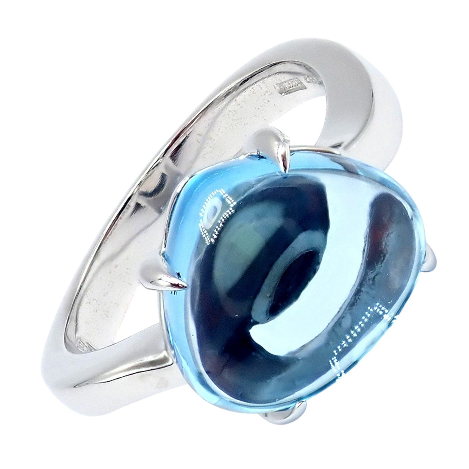 Authentic! Bulgari 18k Whtie Gold Mediterranean Eden Blue Topaz
