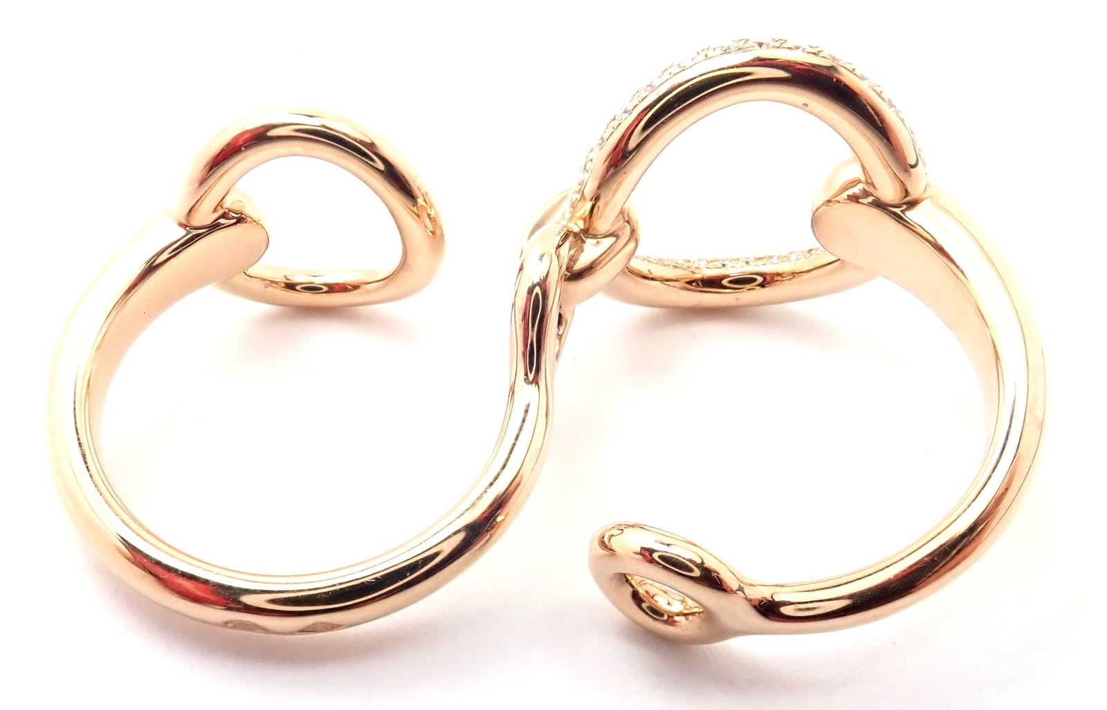 Hermes Jewelry & Watches:Fine Jewelry:Rings Authentic! Hermes 18k Rose Gold Diamond Filet d'Or Large Model Double Band Ring