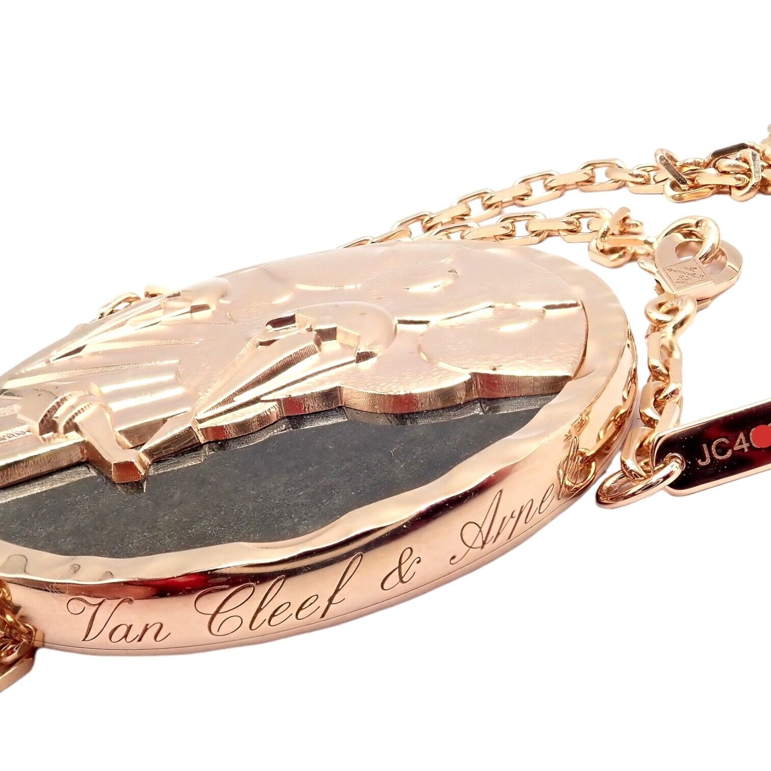 Van Cleef & Arpels Zodiaque18k Rose Gold Libra Pendant Obsidian Necklace Cert. | Fortrove