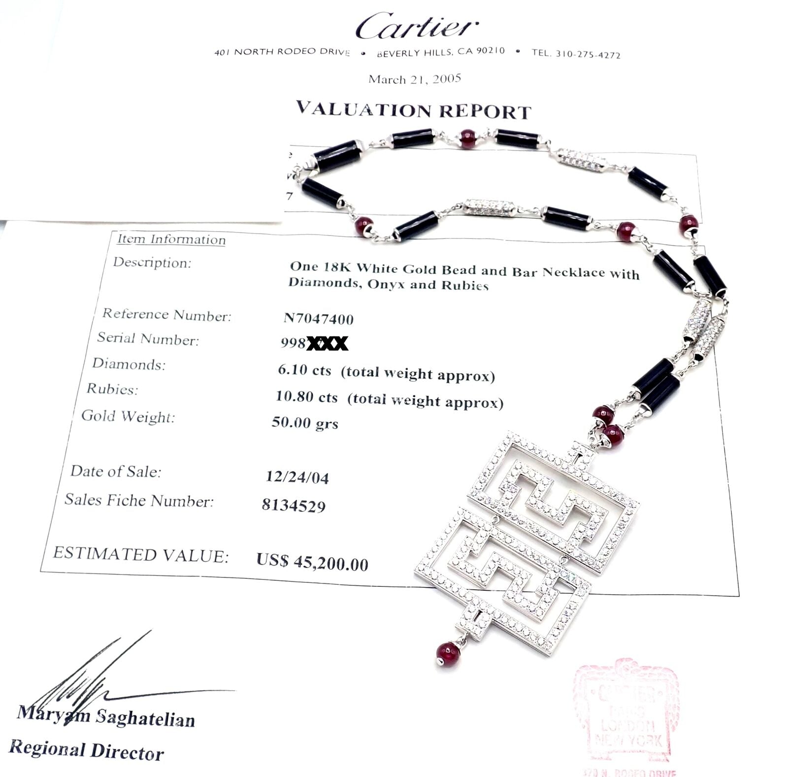Cartier Le Baiser Du Dragon 18k White Gold Onyx Ruby Diamond Pendant Necklace | Fortrove