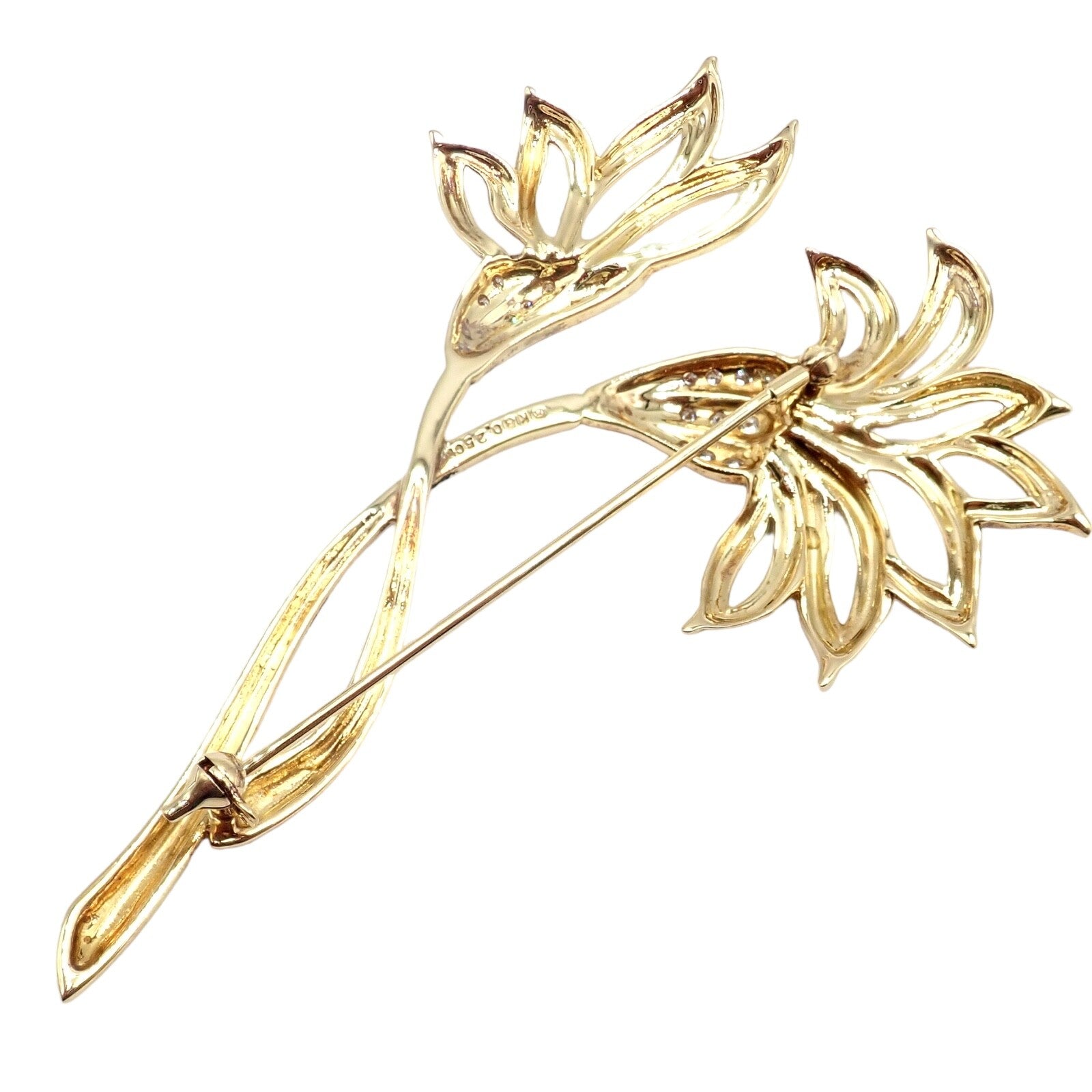 Mikimoto Jewelry & Watches:Fine Jewelry:Brooches & Pins Rare! Vintage Mikimoto 18k Yellow Gold Diamond Large Double Flower Brooch
