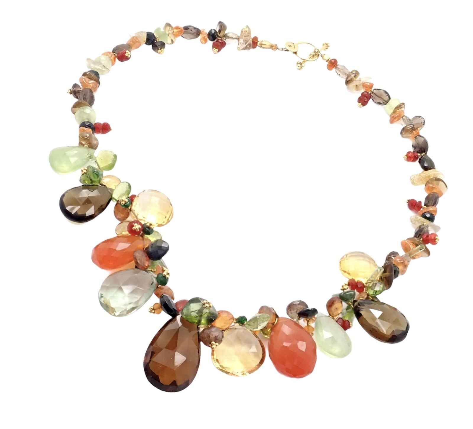 Rare Laura Gibson 22k Yellow Gold Briolette Onyx Spessartite Bead Candy Necklace | Fortrove
