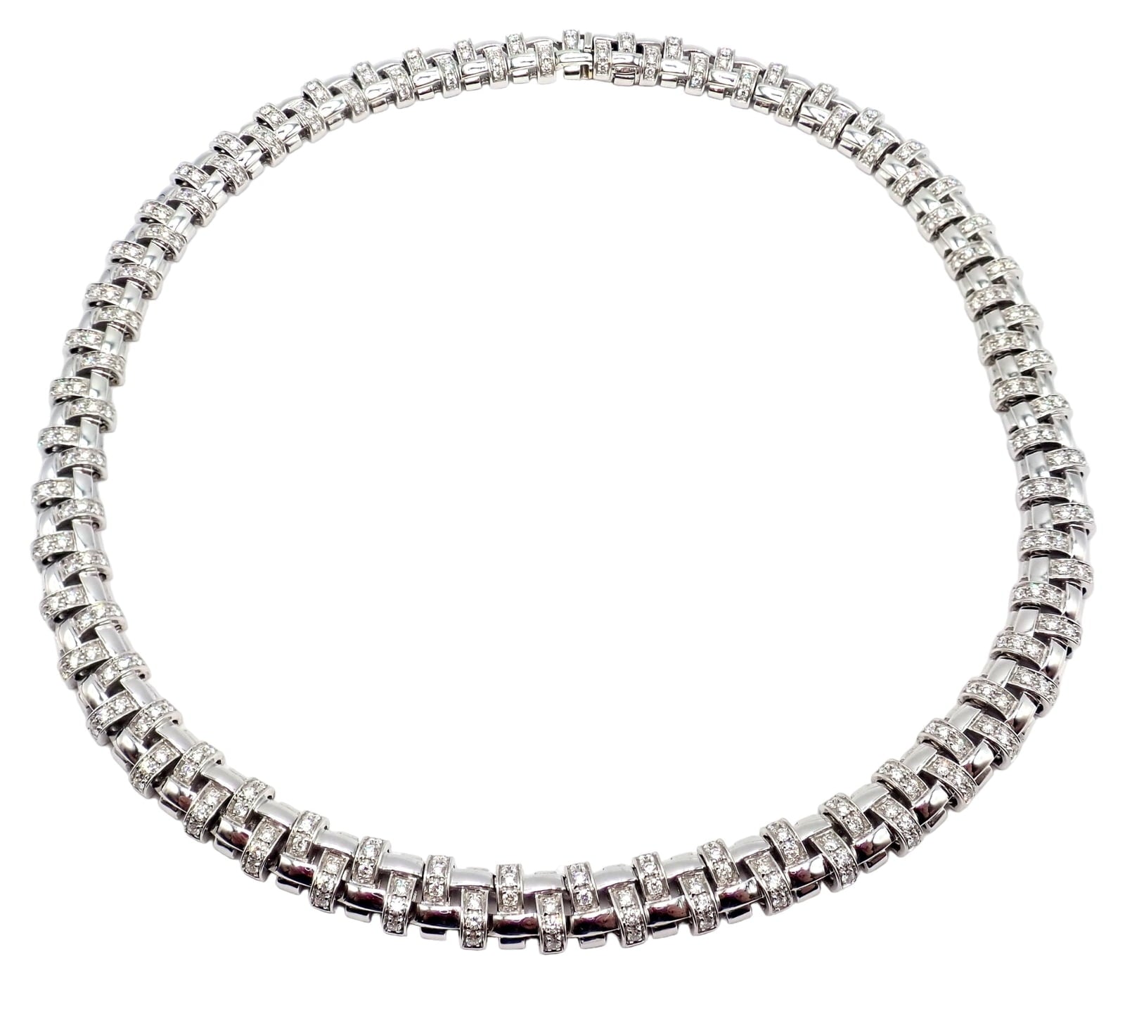 Tiffany & Co. Jewelry & Watches:Fine Jewelry:Necklaces & Pendants Authentic! Tiffany & Co Vannerie 18k White Gold Basket Weave Diamond Necklace