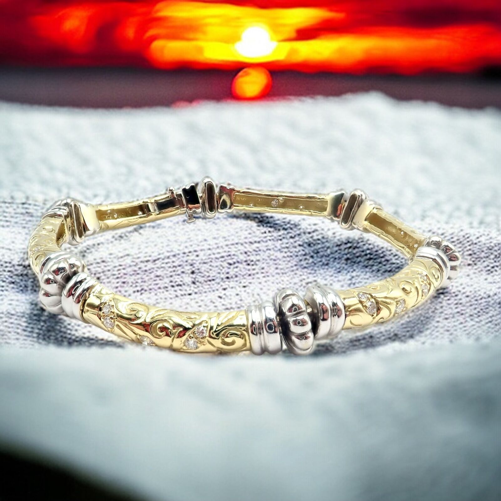 Vintage SeidenGang 18k Yellow + White Gold Diamond Laurel Collection Bracelet | Fortrove