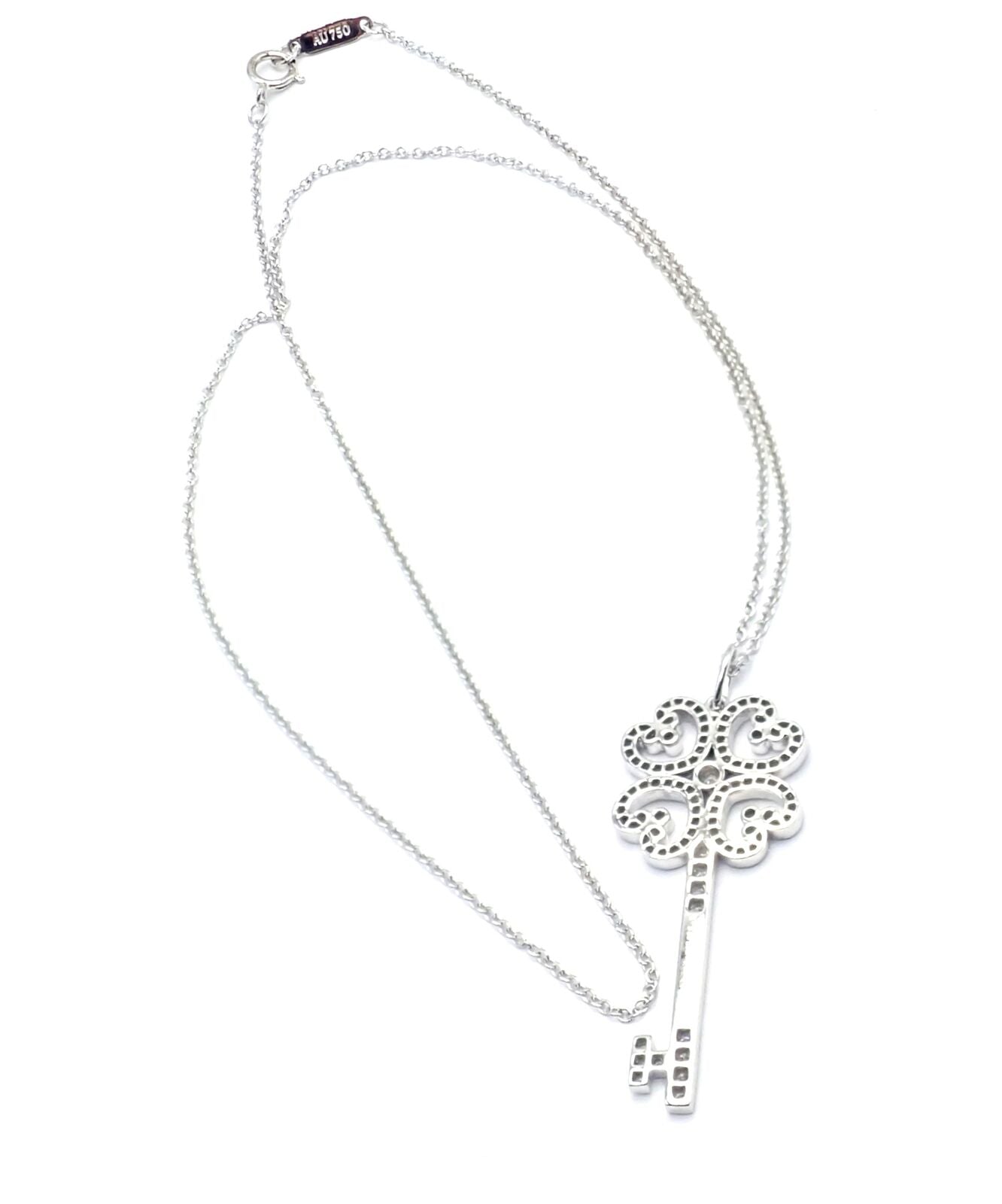 Tiffany & Co Platinum & 18k White Gold Enchant Quatra Heart Key Pendant Necklace | Fortrove