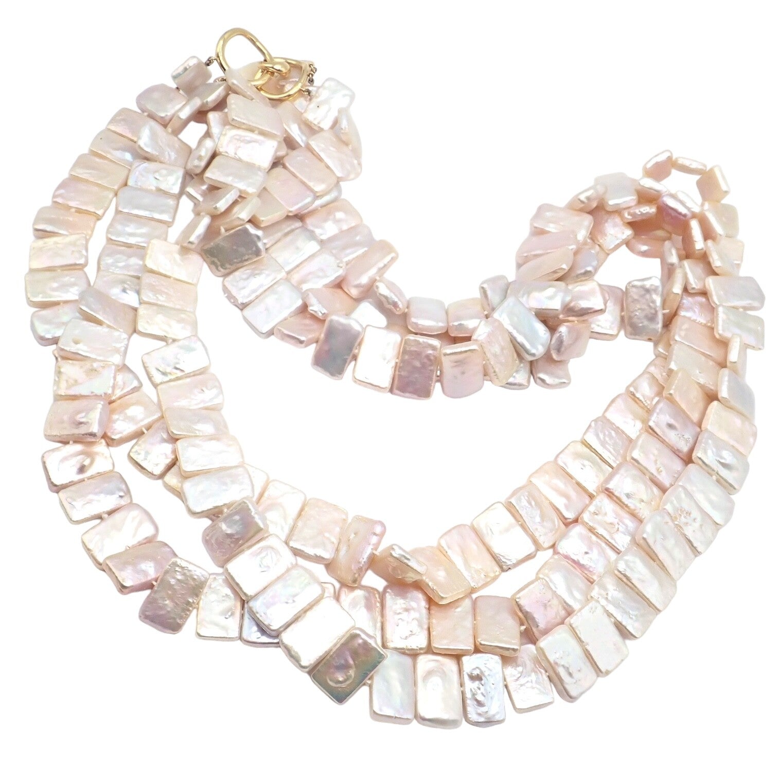 Rare! Angela Cummings 18k Yellow Gold Mother Of Pearl Three Row Necklace 1984 | Fortrove