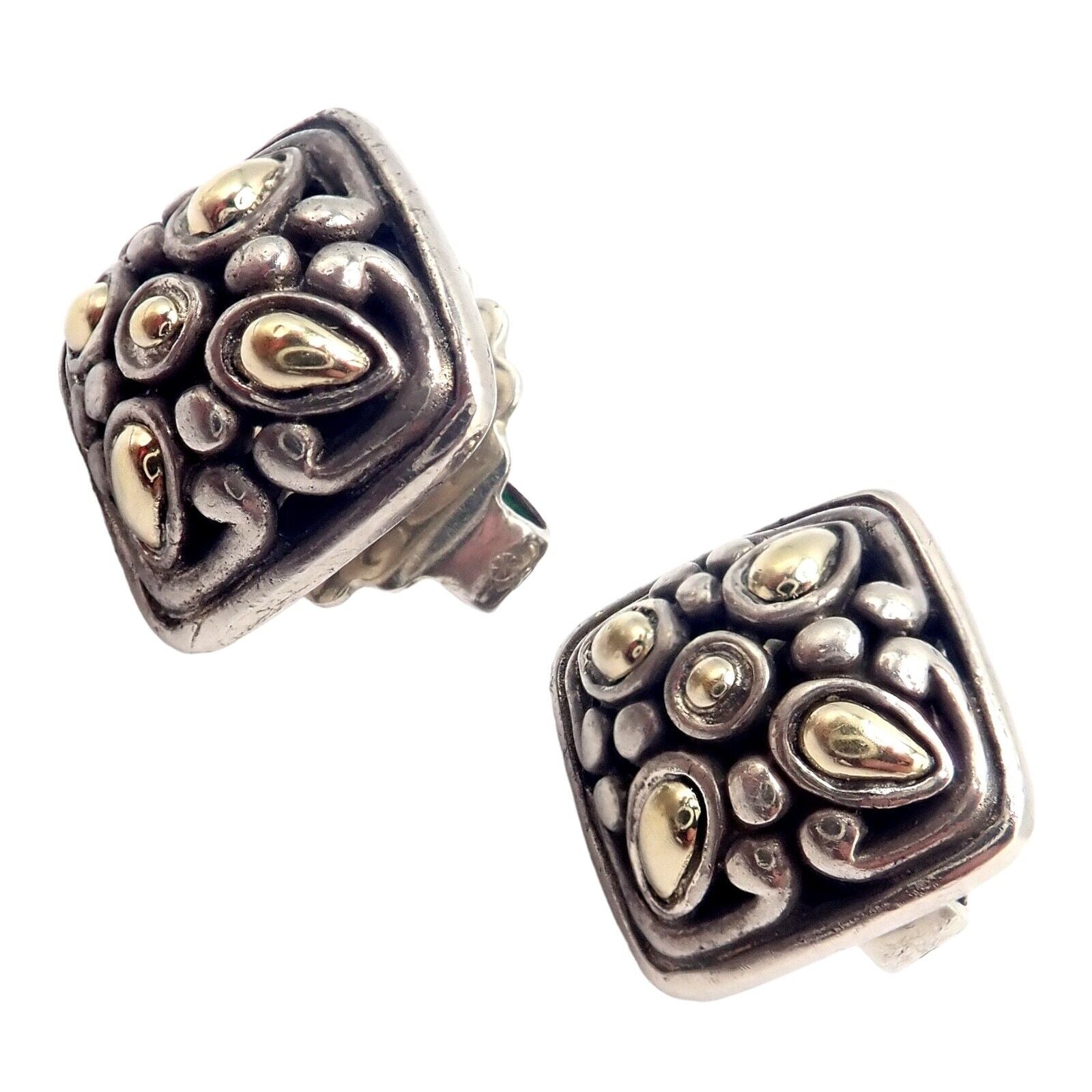 John Hardy JH Silver 18k Yellow Gold Jaisalmer Classic Dot Stud Earrings | Fortrove