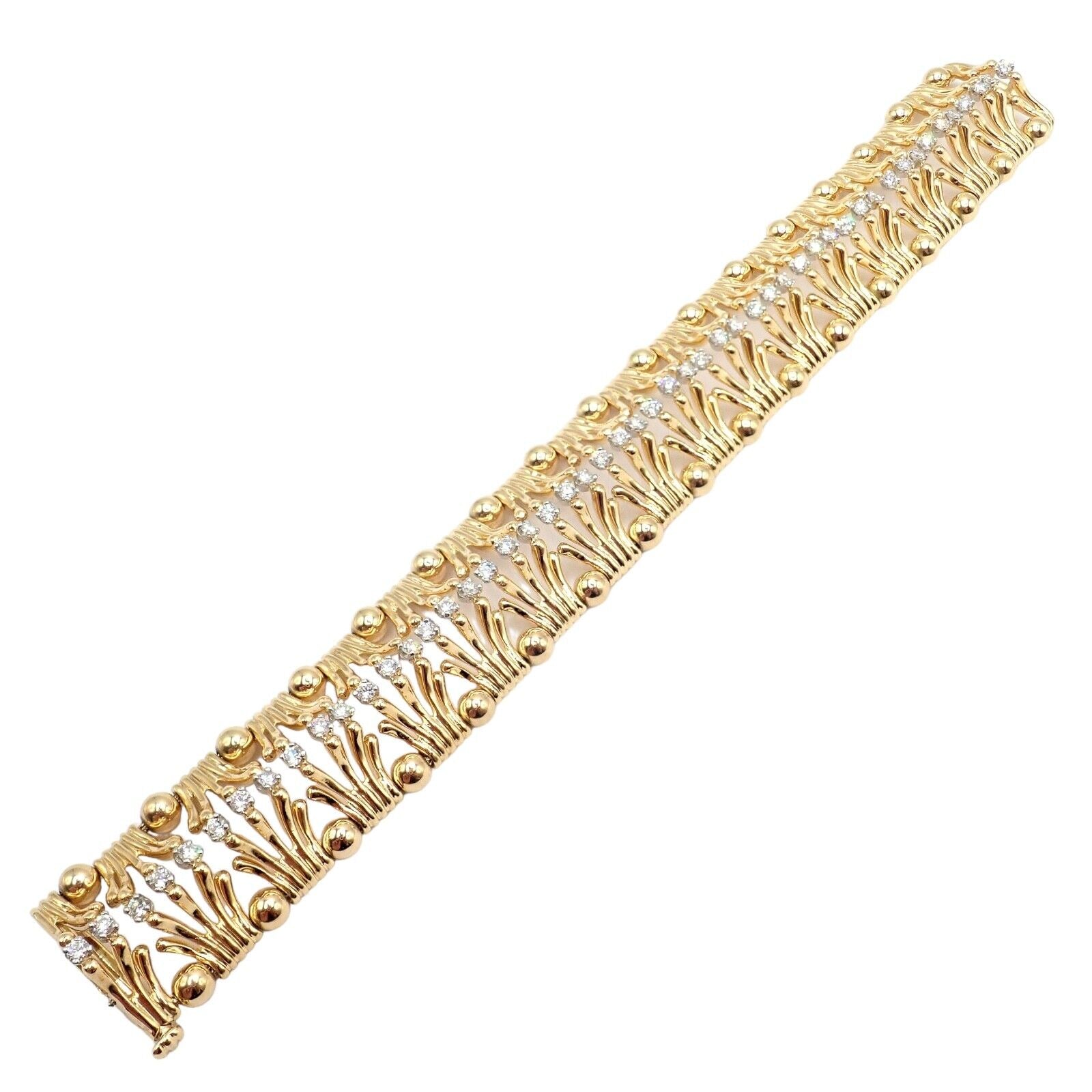 Tiffany & Co Jean Schlumberger 18k Yellow Gold Platinum Diamond Hands Bracelet | Fortrove