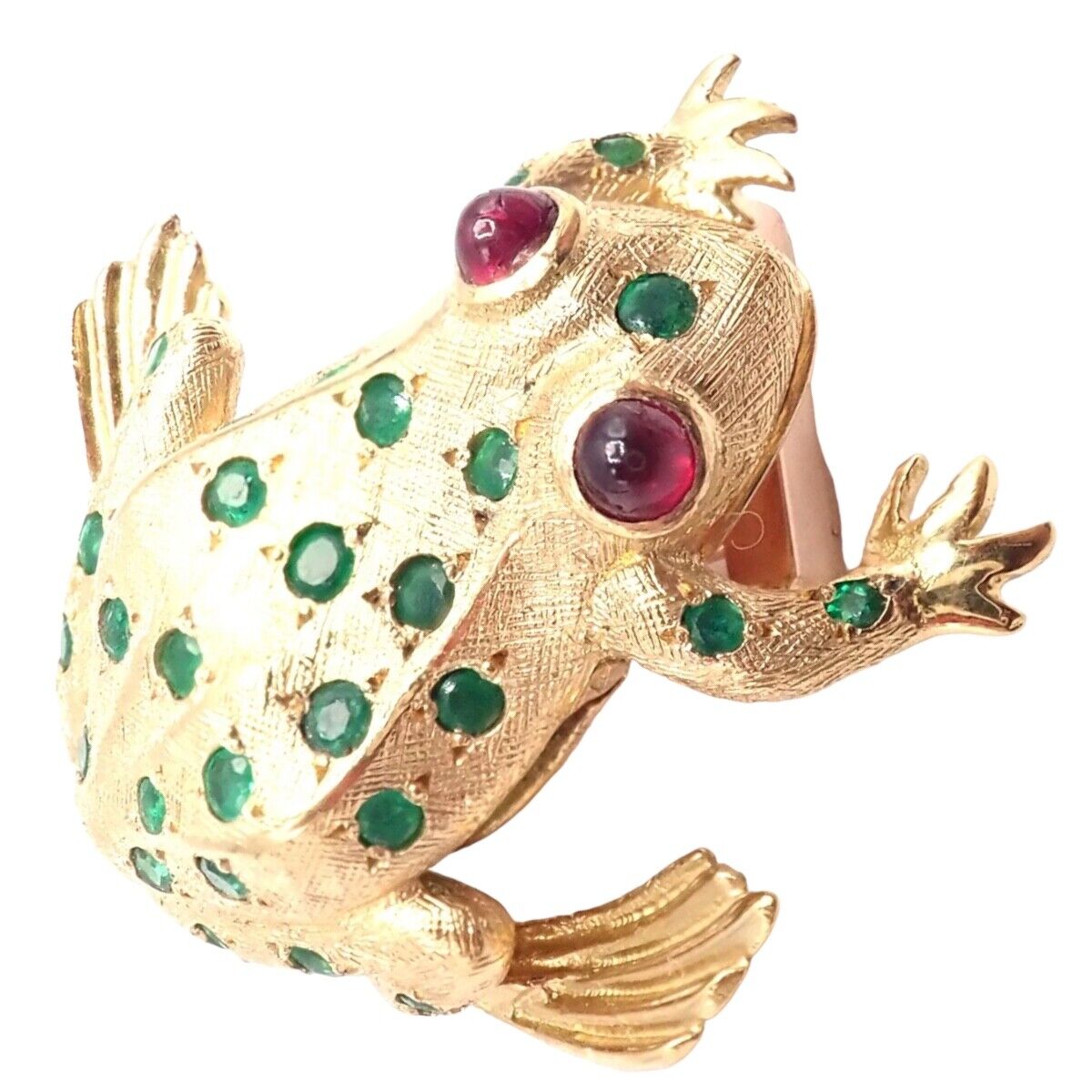 Vintage! Tiffany & Co. France 20k Yellow Gold Ruby Emerald Frog Pin Brooch | Fortrove