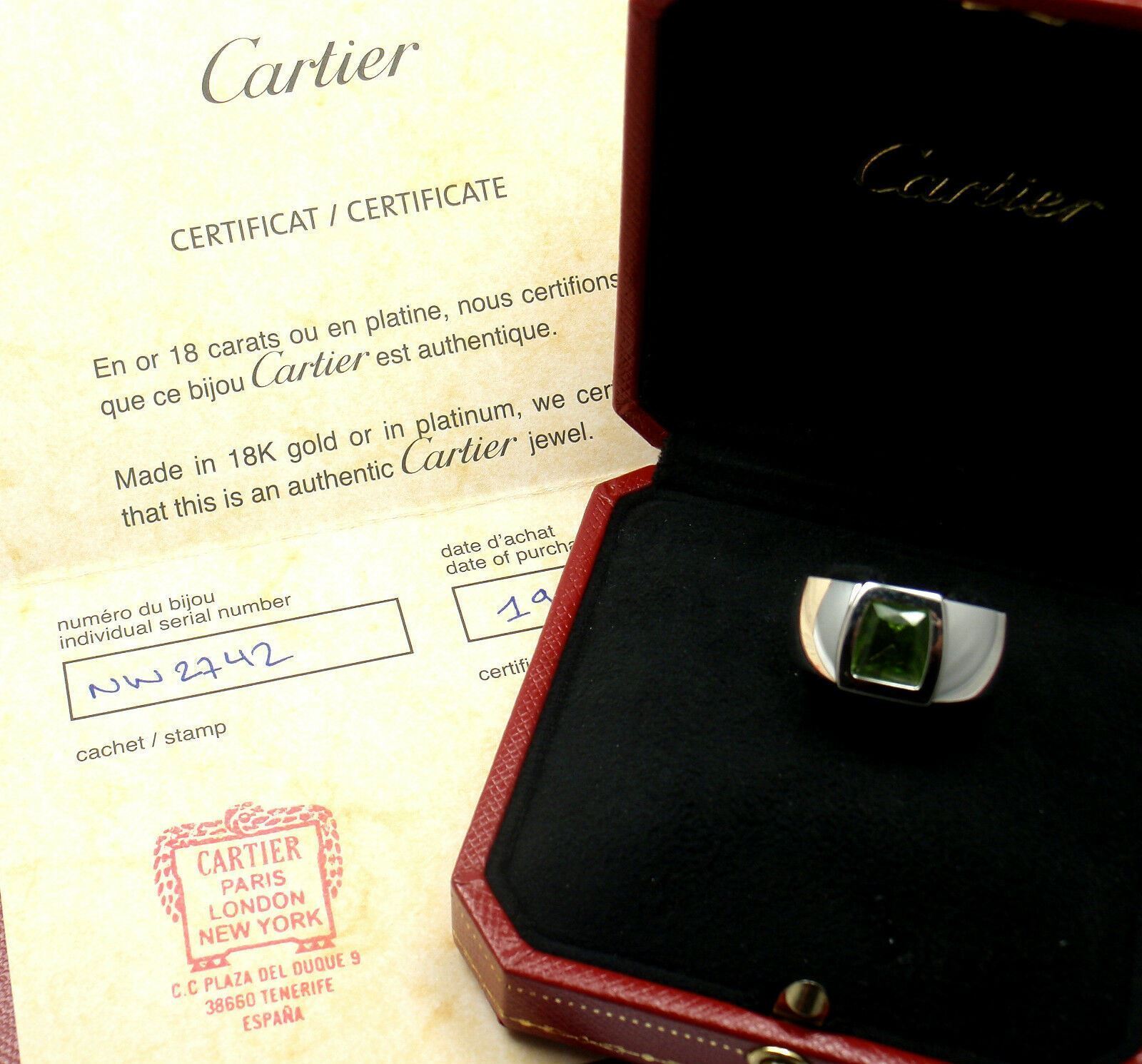 Rare! Authentic Cartier La Dona 18k White Gold Peridot Ring Box Certificate | Fortrove