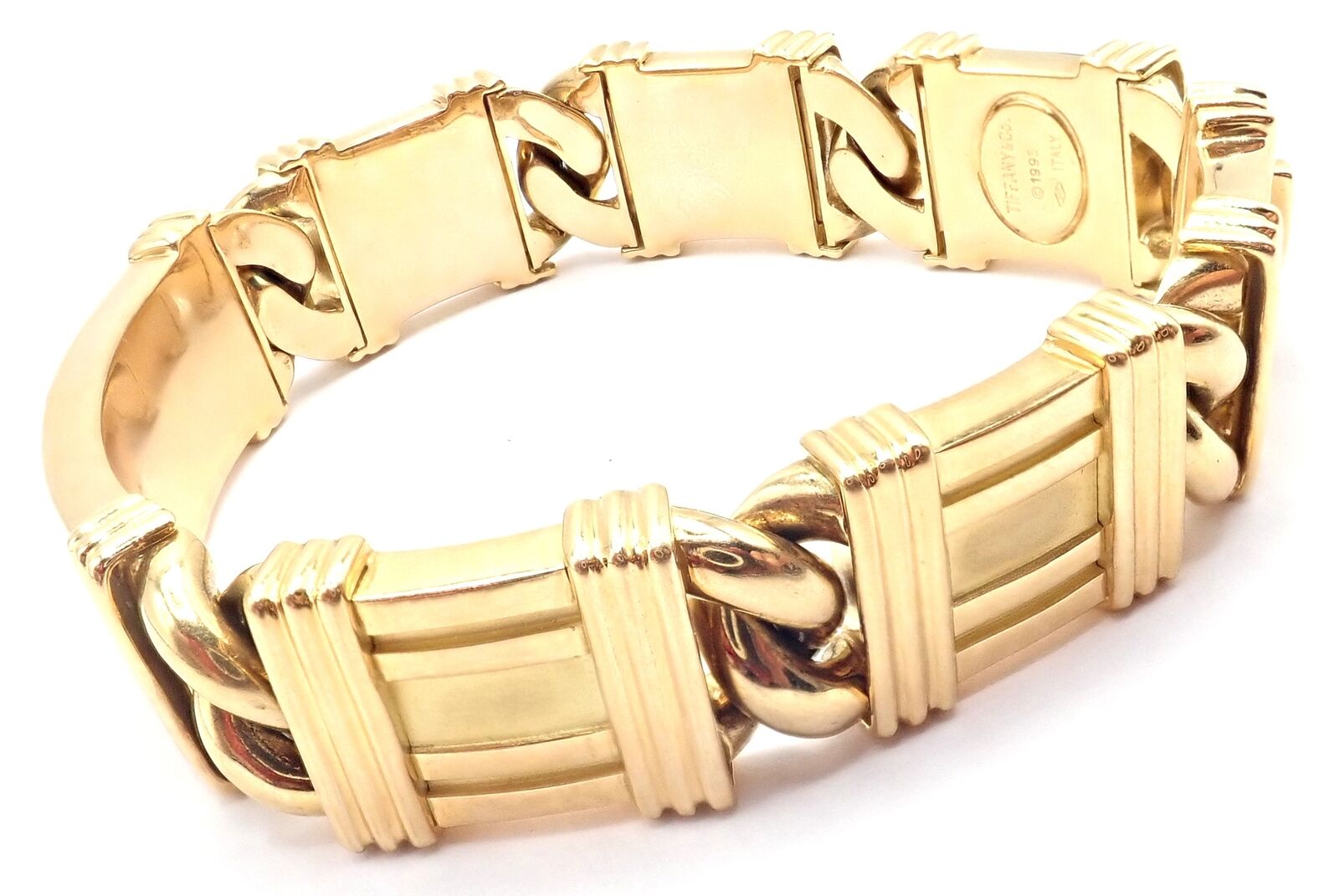 Vintage! Authentic Tiffany & Co Atlas 18k Yellow Gold Link Bracelet 1995 | Fortrove