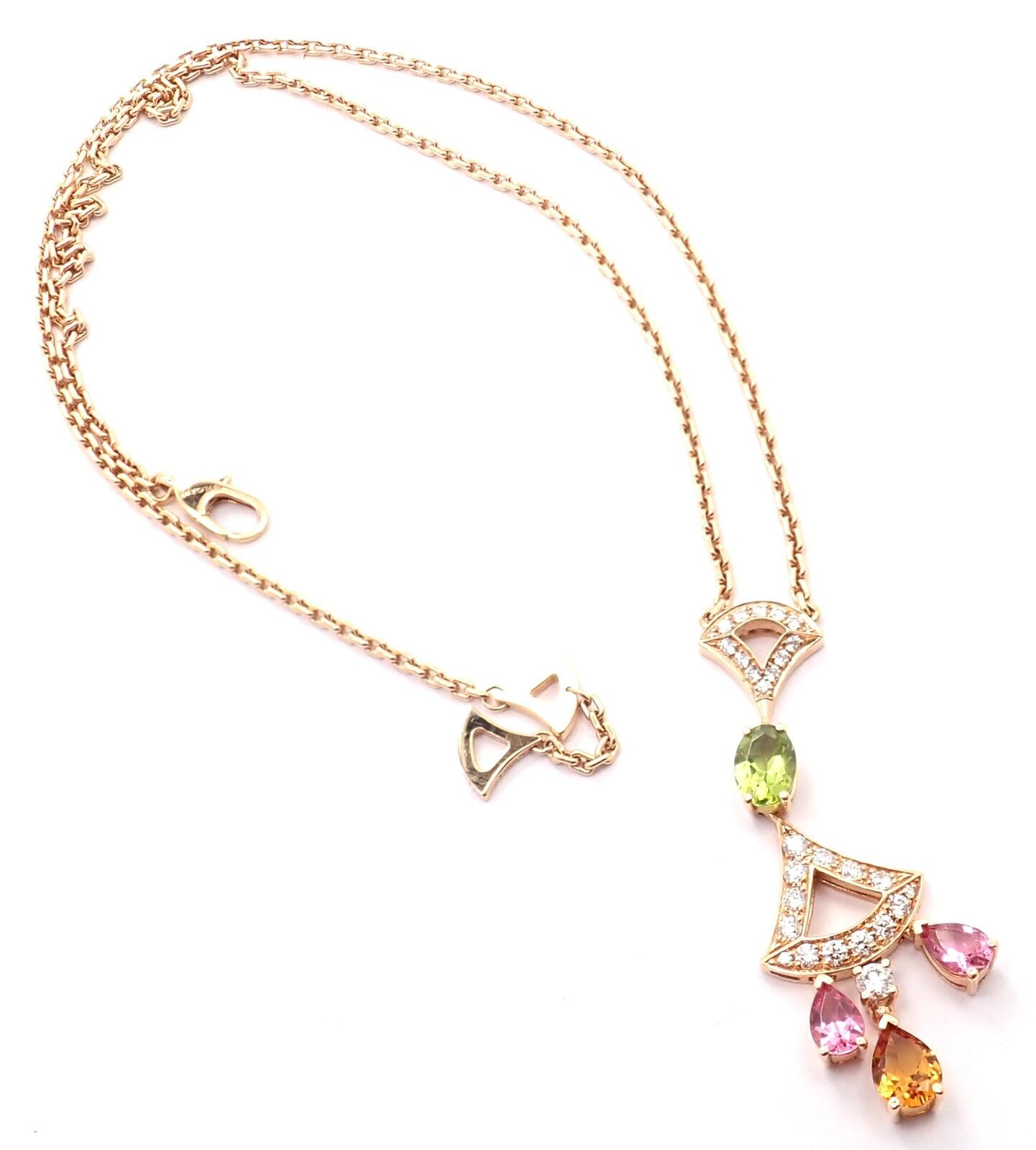 Bulgari Jewelry & Watches:Fine Jewelry:Necklaces & Pendants Authentic Bvlgari Bulgari Diva Dream 18k Rose Gold Diamond Peridot Necklace Cert