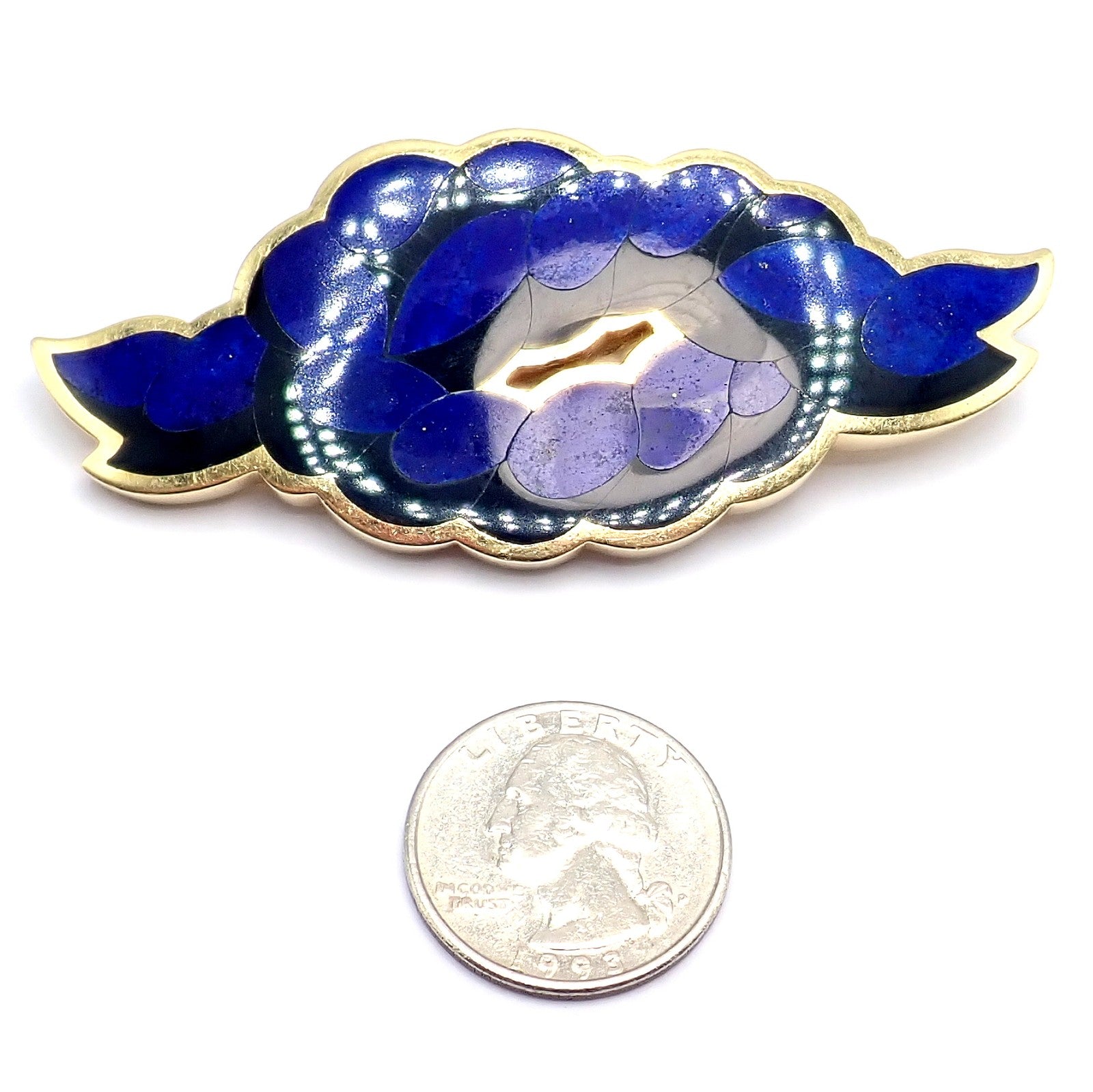 Rare Tiffany & Co. Cummings 18k Yellow Gold Lapis Onyx Nautical Rope Knot Brooch | Fortrove