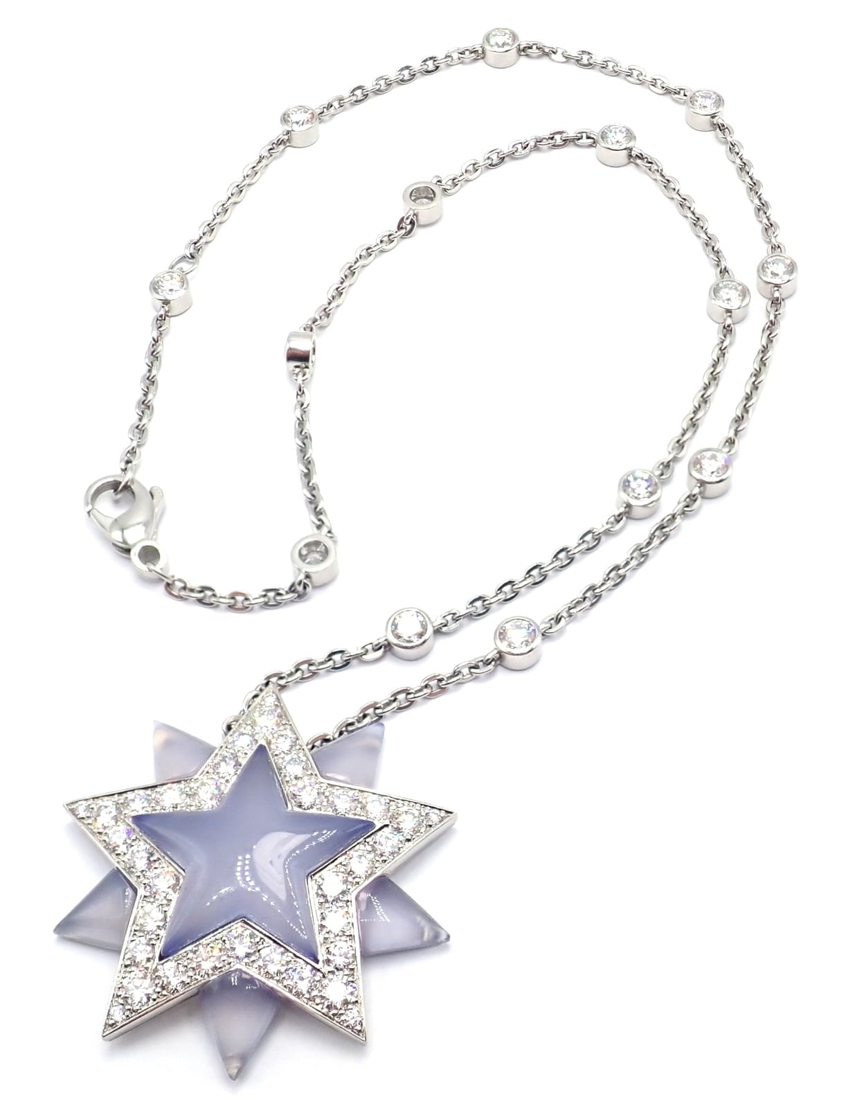 Tiffany & Co. Jewelry & Watches:Fine Jewelry:Necklaces & Pendants Authentic! Tiffany & Co Platinum Diamond Blue Chalcedony Star Pendant Necklace