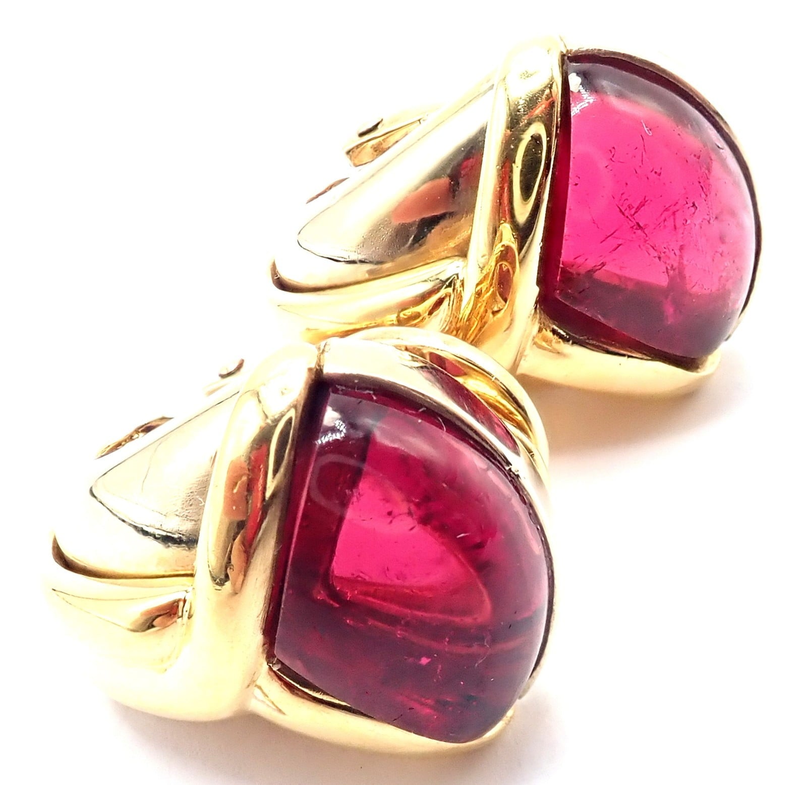 Bvlgari Jewelry & Watches:Fine Jewelry:Earrings Vintage! Bulgari Bvlgari 18k Yellow & White Gold Pink Tourmaline Earrings
