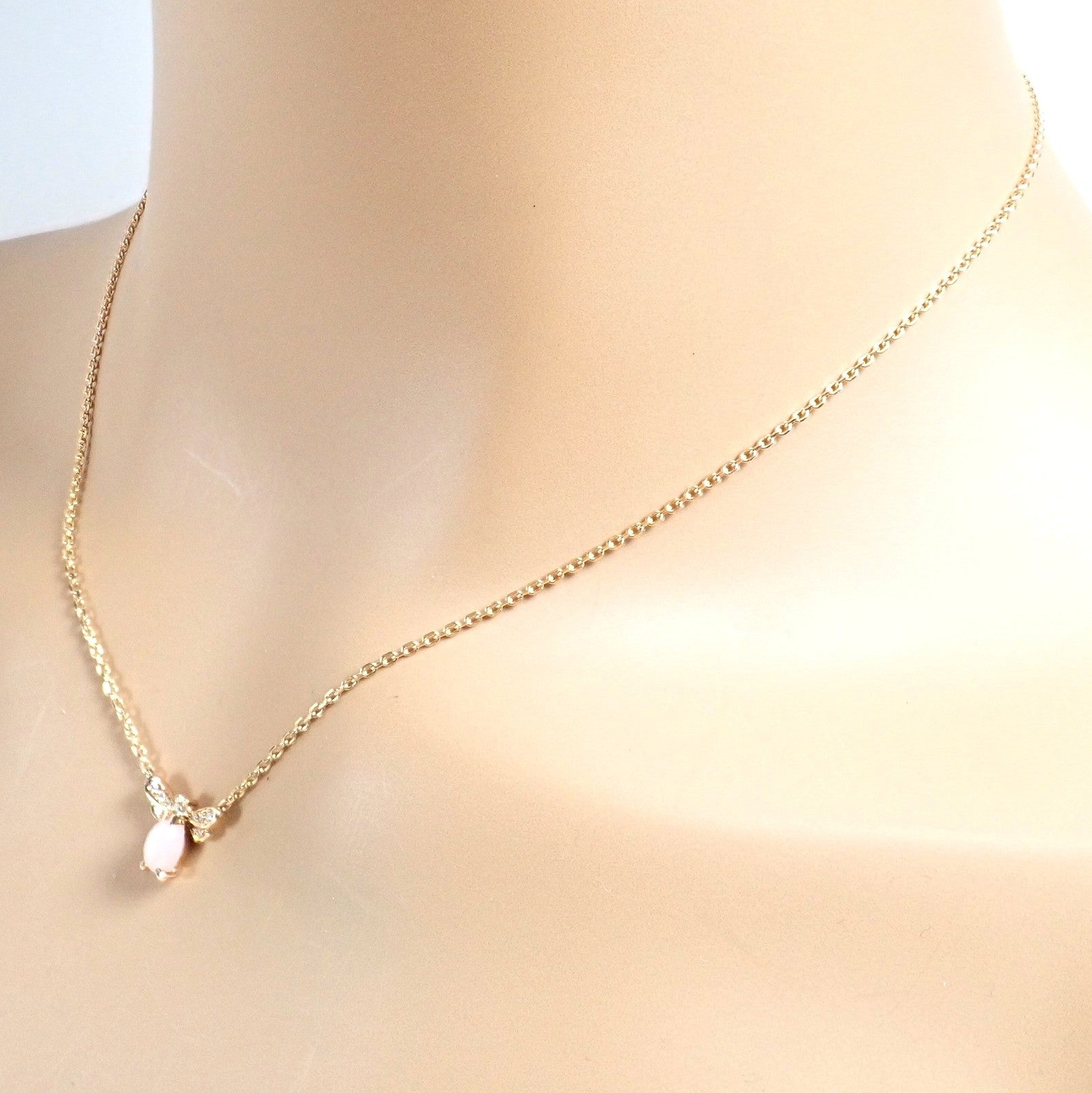 Authentic! Chaumet 18k Rose Gold Attrape Moi Diamond Pink Opal Necklace | Fortrove