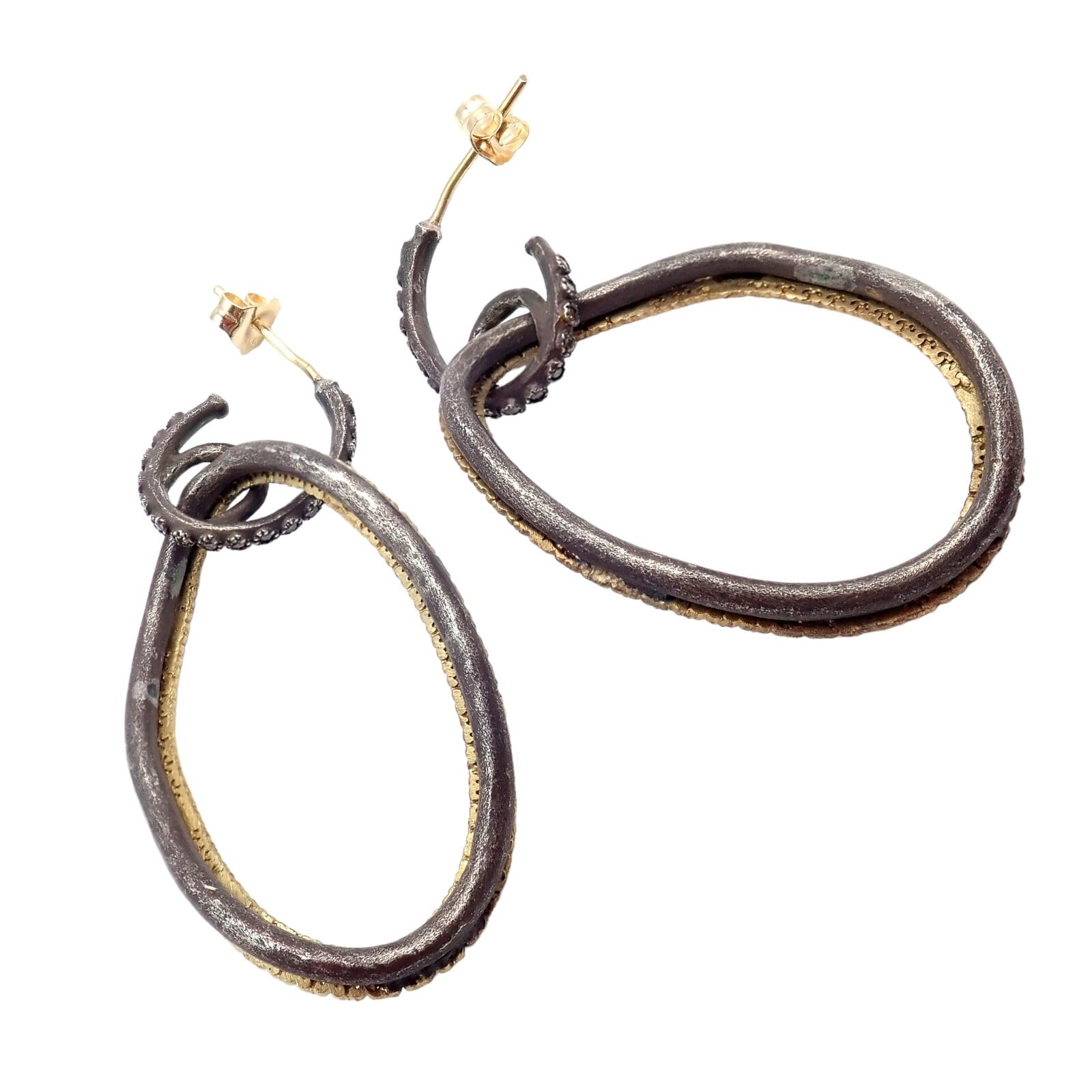 Armenta Jewelry & Watches:Fine Jewelry:Earrings Armenta 18k Yellow Gold & Blackened Sterling Silver Diamond Statement Earrings
