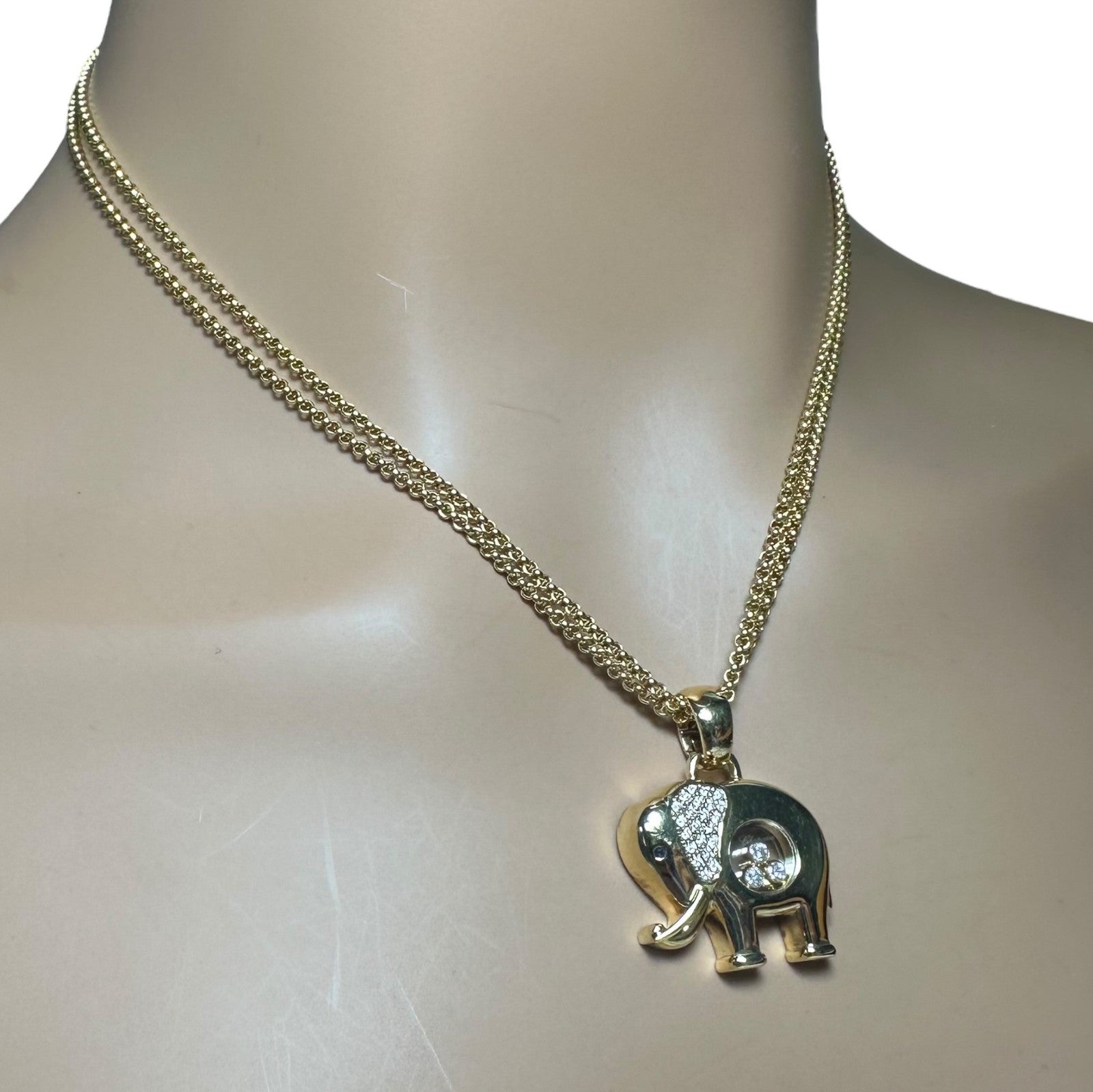 Authentic! Chopard 18k Yellow Gold Large Happy Elephant Pendant Necklace | Fortrove