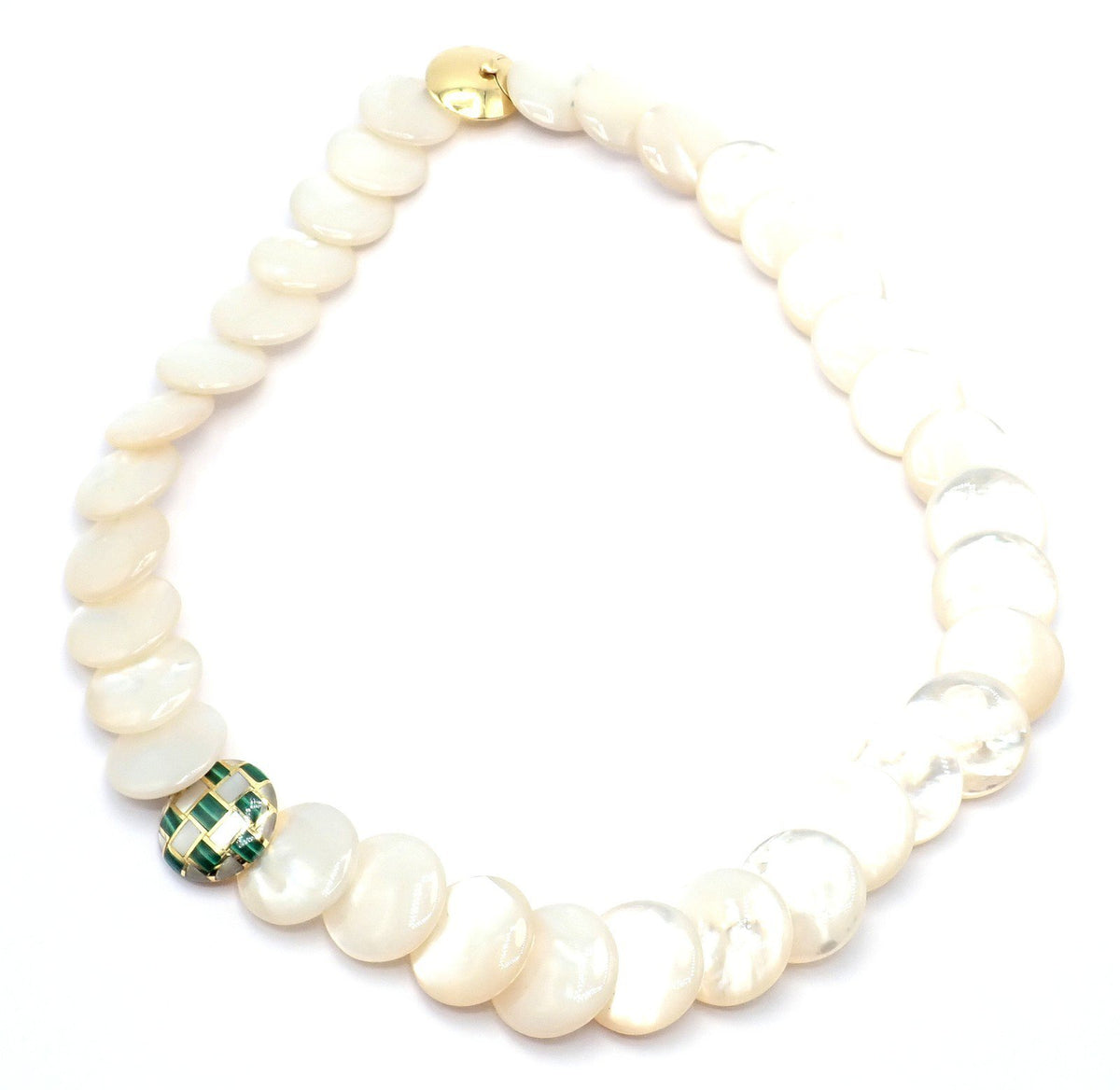 Tiffany & Co. Jewelry & Watches:Fine Jewelry:Necklaces & Pendants Tiffany & Co Cummings 18k Yellow Gold Mother Of Pearl Malachite Inlaid Necklace