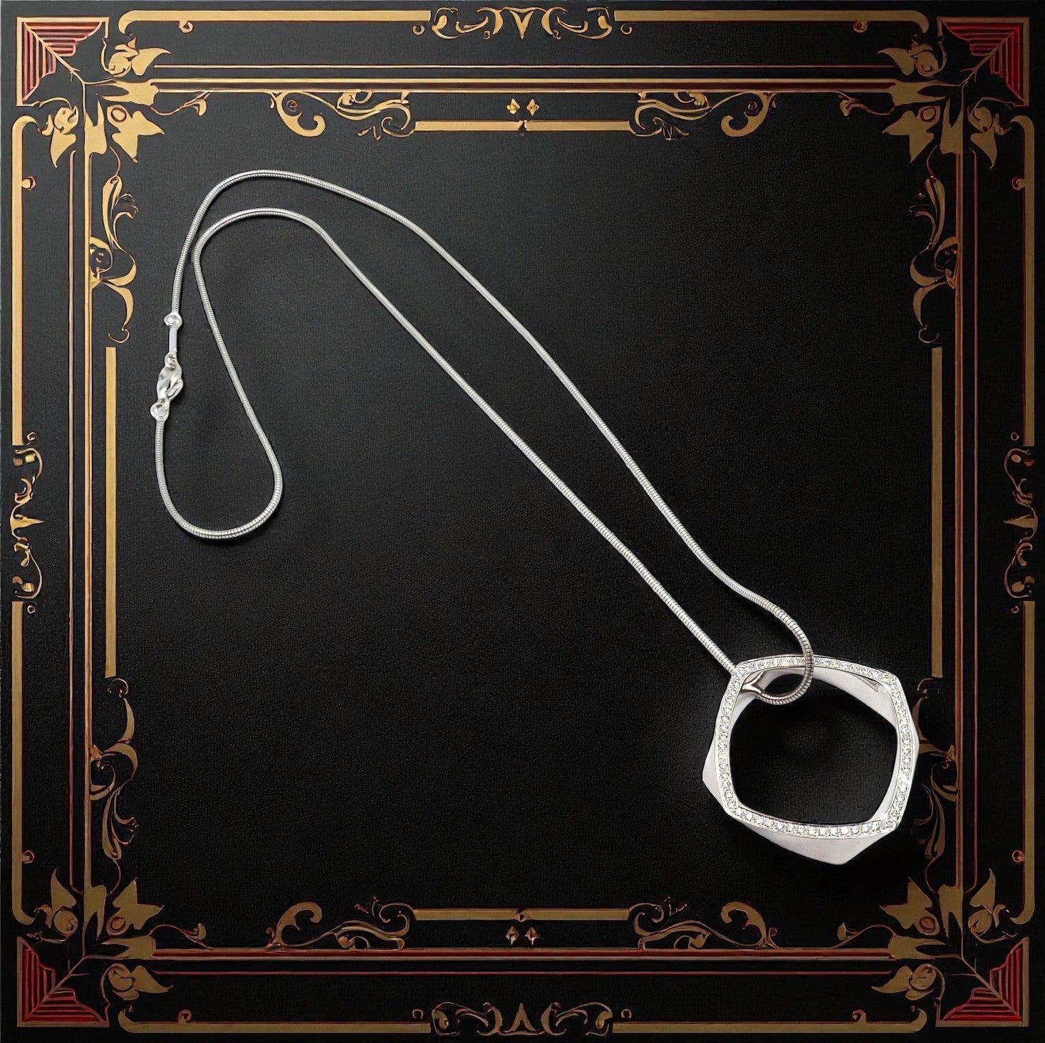 Tiffany & Co. Jewelry & Watches:Fine Jewelry:Necklaces & Pendants Authentic Tiffany & Co 18k White Gold Frank Gehry Diamond Torque Square Necklace