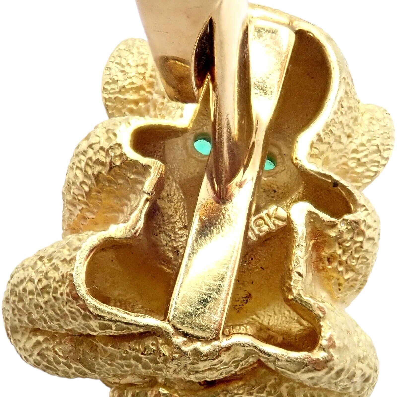 Authentic Kurt Wayne 18k Yellow Gold Emerald Whimsical Monkey Cufflinks | Fortrove